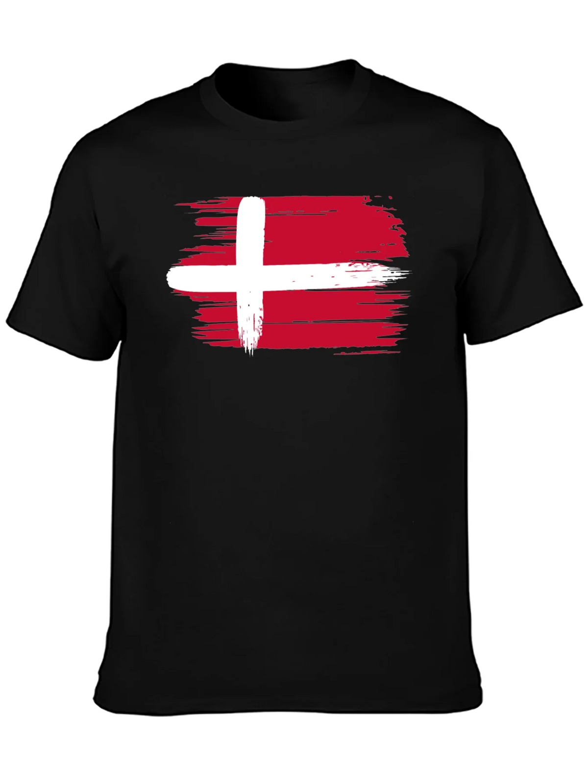 Denmark Flag T-Shirt - Black Crew Neck Tee