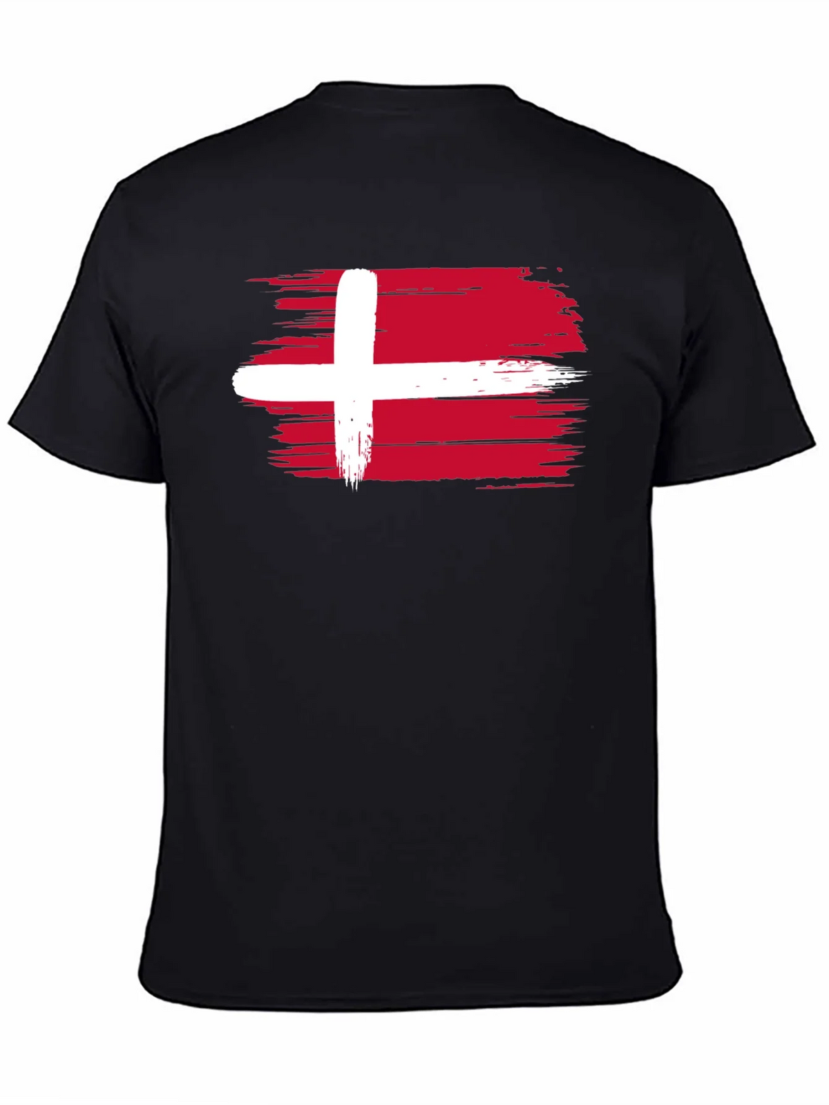 Denmark Flag T-Shirt - Black Crew Neck Tee