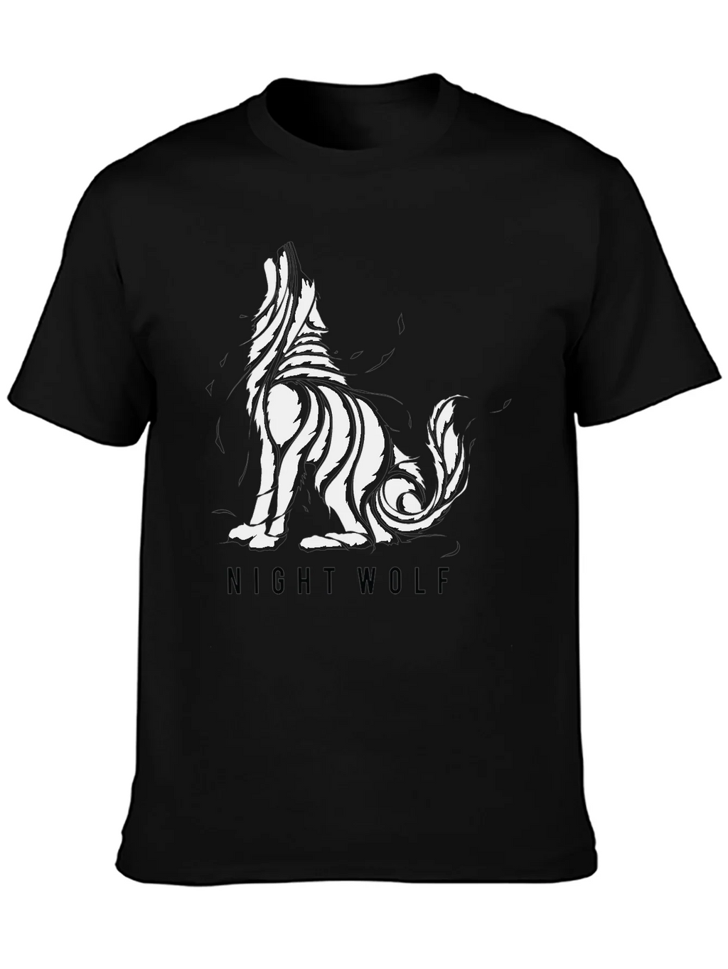 Mens Black Night Wolf Graphic Tee