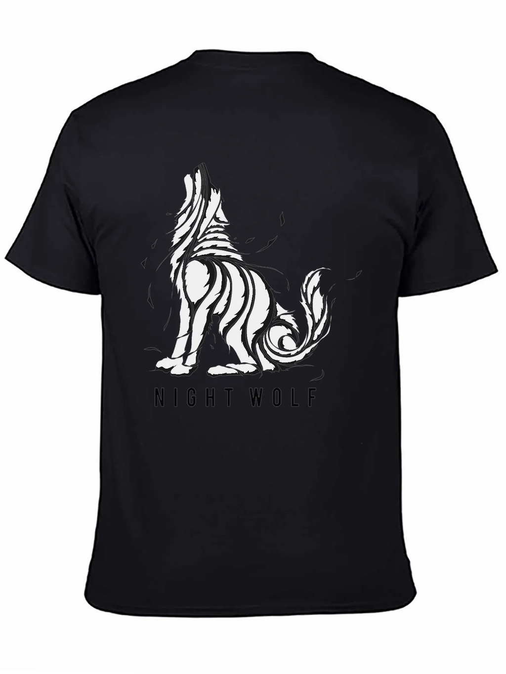 Mens Black Night Wolf Graphic Tee