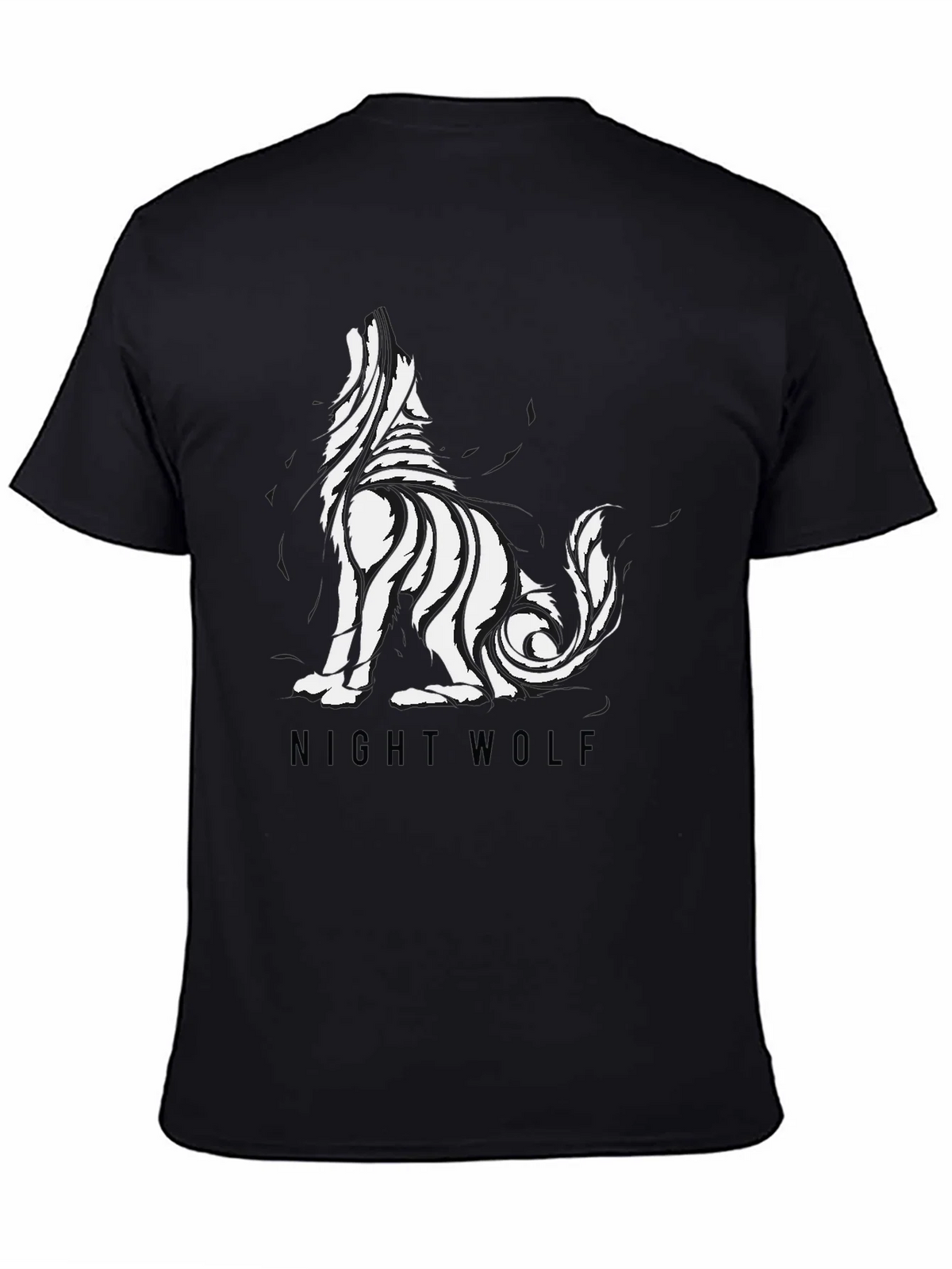 Mens Black Night Wolf Graphic Tee