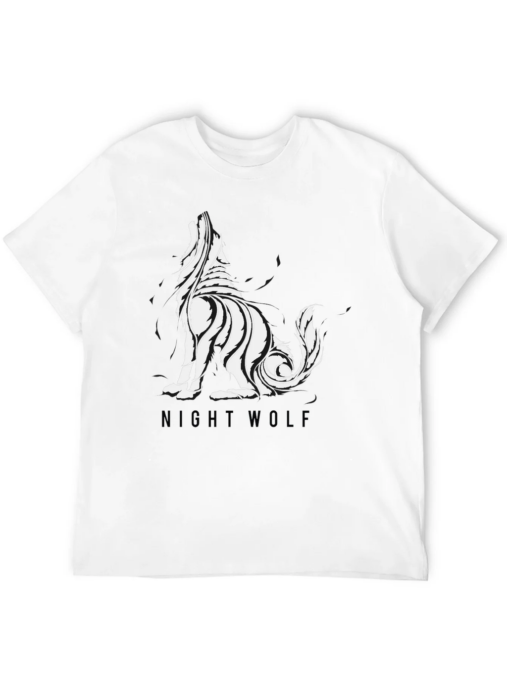 Mens Black Night Wolf Graphic Tee