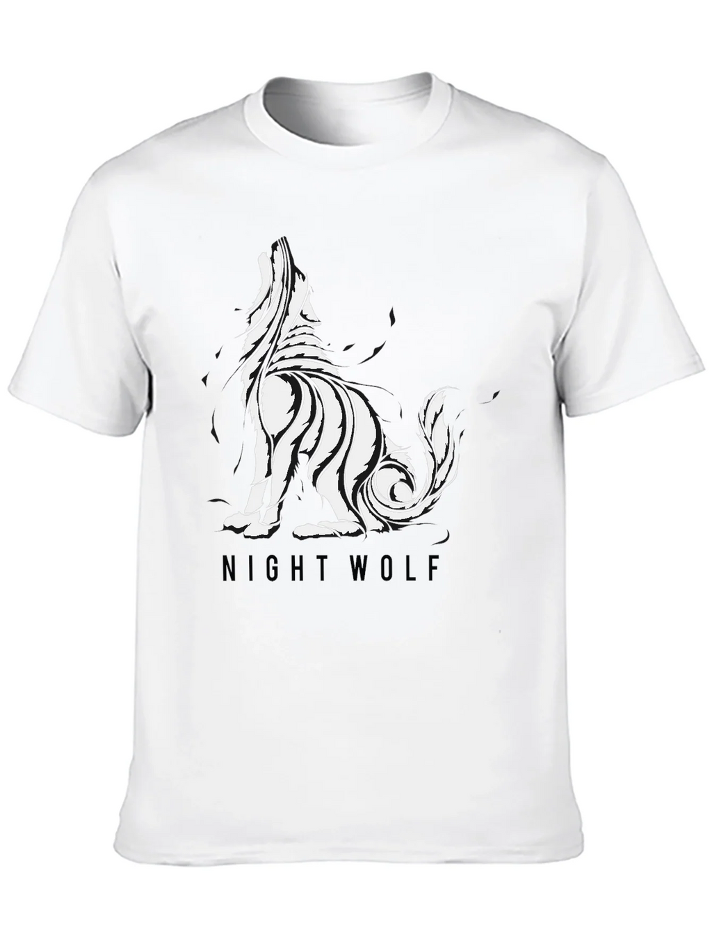 Mens Black Night Wolf Graphic Tee