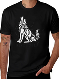 Mens Black Night Wolf Graphic Tee