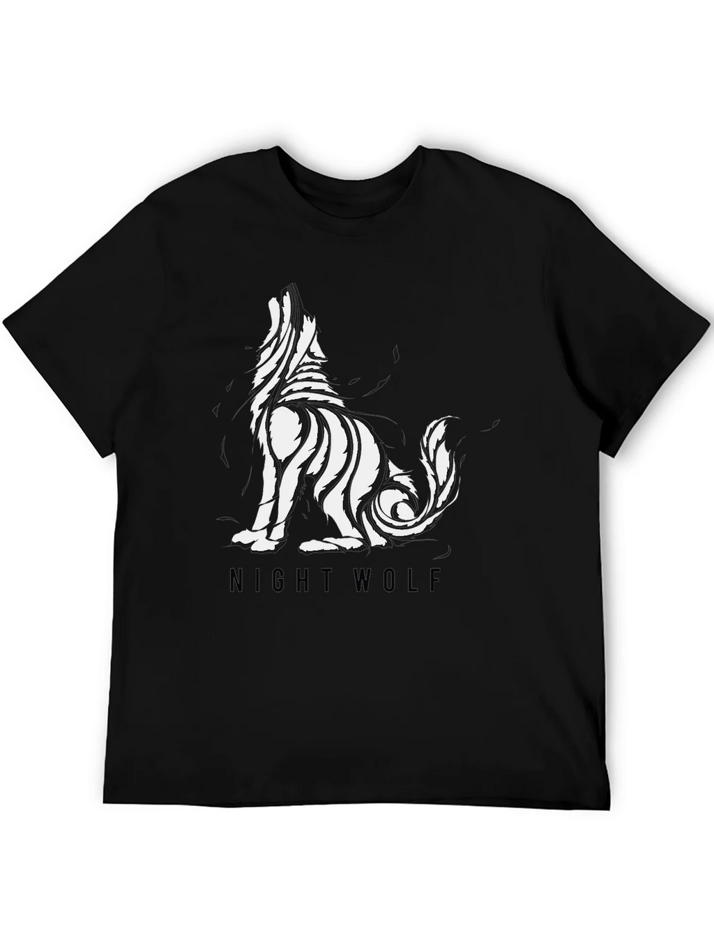Mens Black Night Wolf Graphic Tee