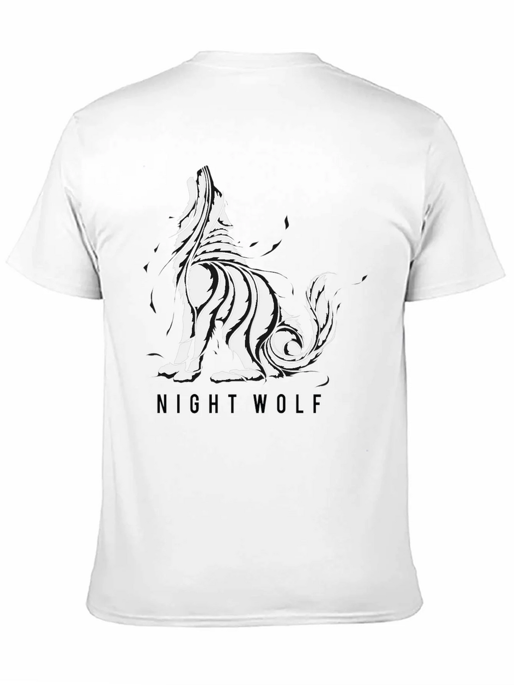 Mens Black Night Wolf Graphic Tee