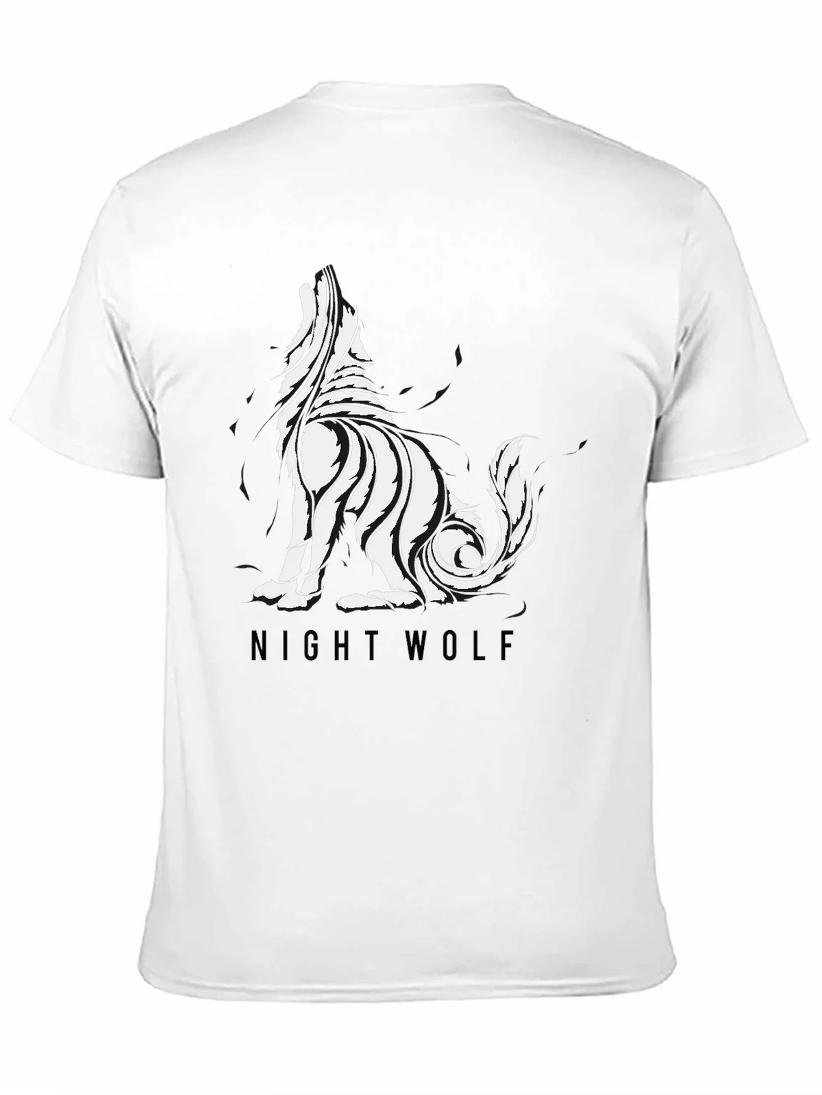 Mens Black Night Wolf Graphic Tee