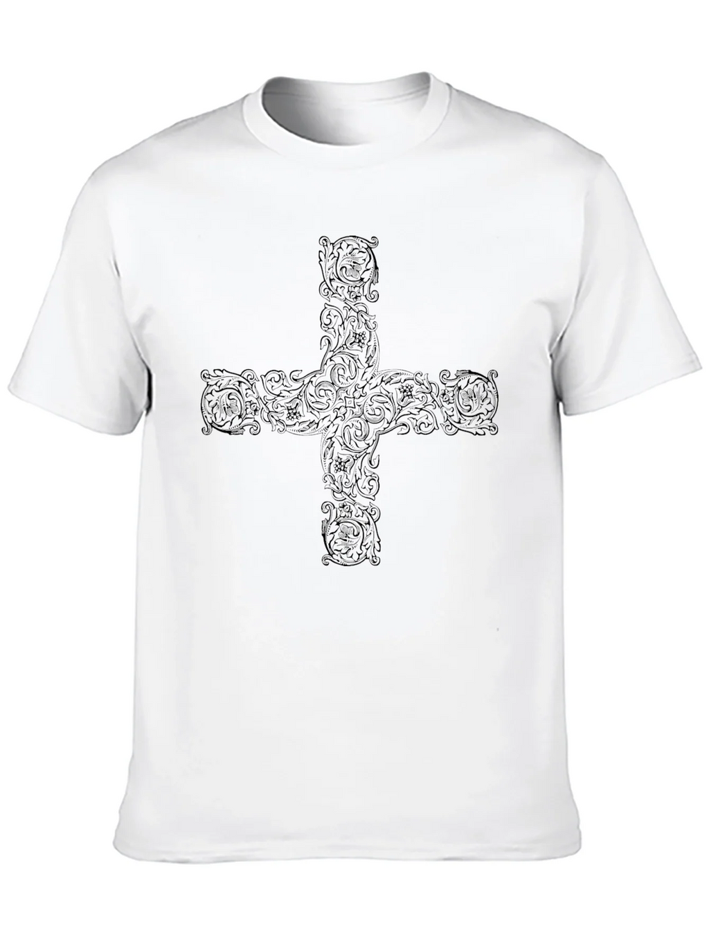 Ornate Cross Graphic Black T-Shirt