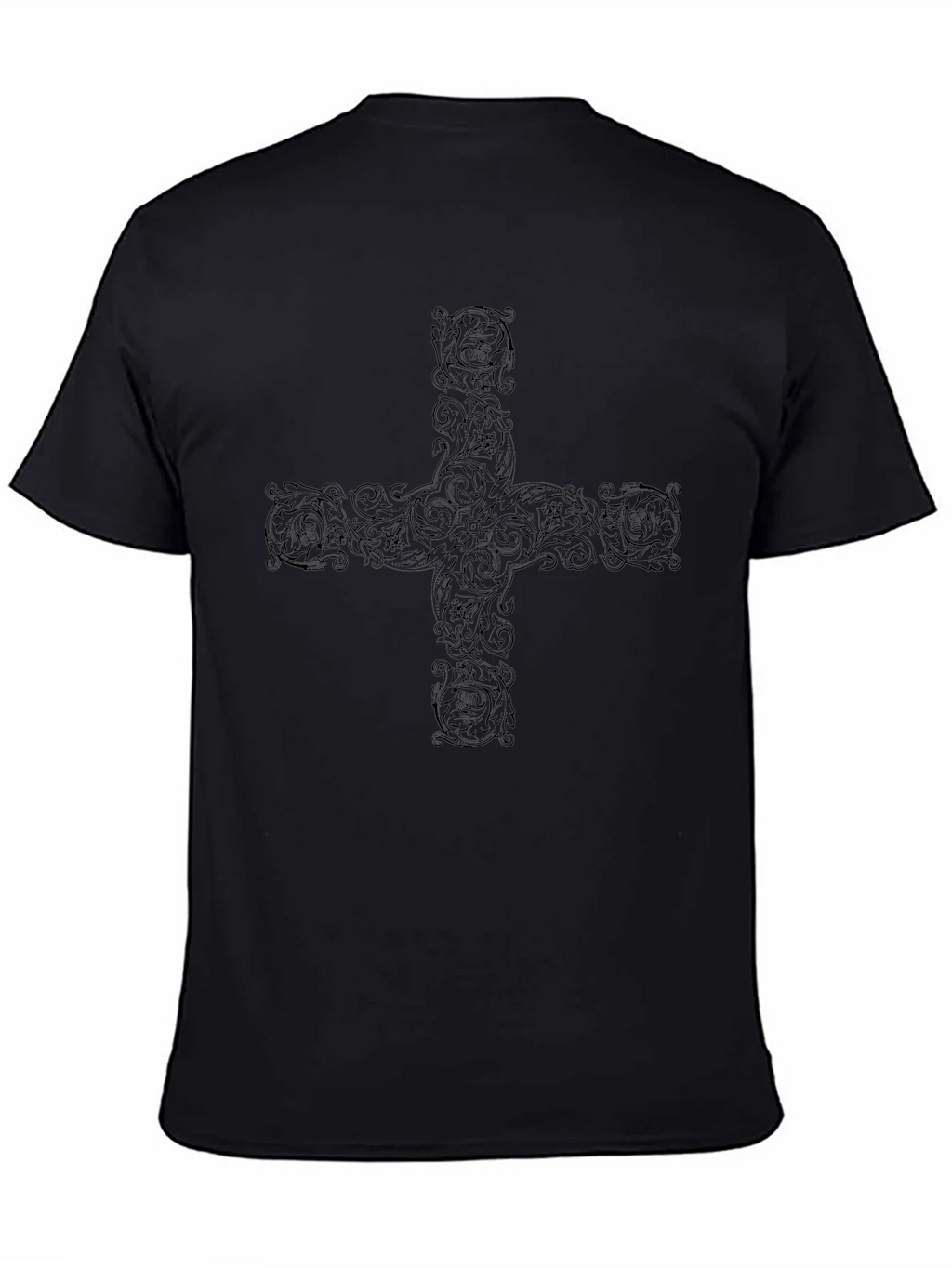 Ornate Cross Graphic Black T-Shirt