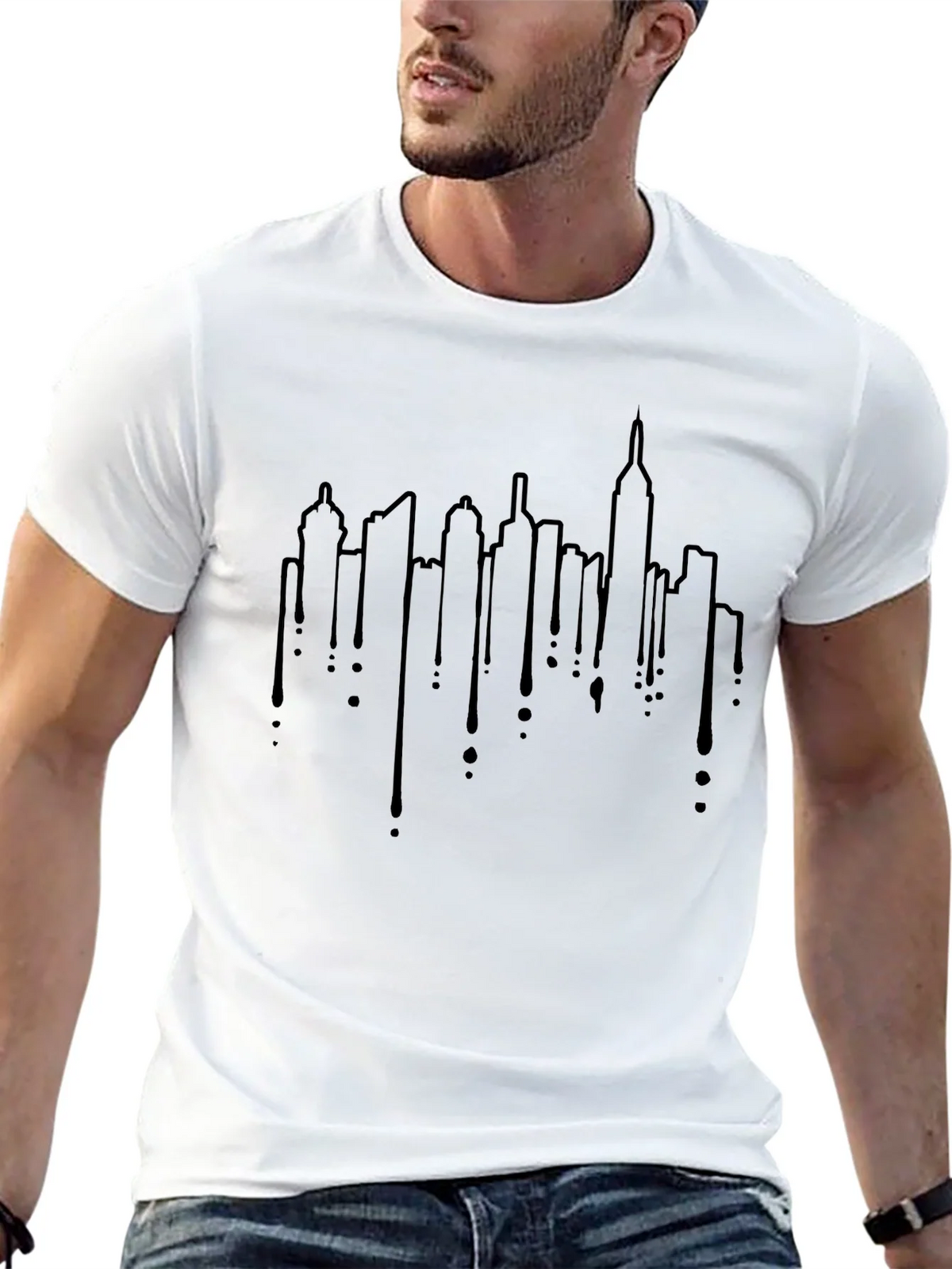 Urban Skyline Drip Graphic Tee