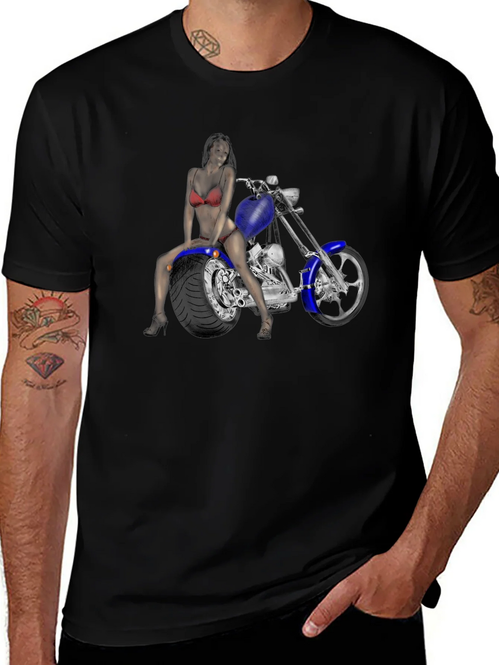 Motorcycle Rider Graphic T-Shirt - Black