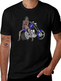 Motorcycle Rider Graphic T-Shirt - Black