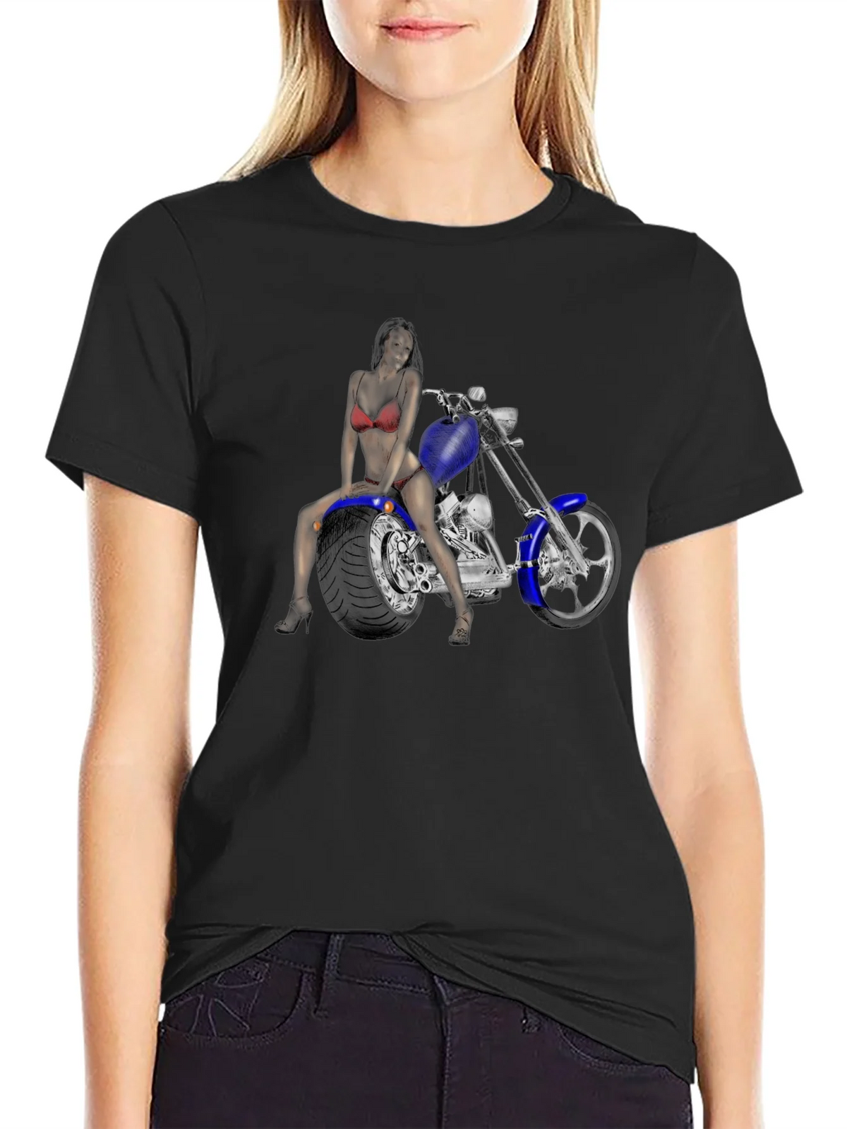Motorcycle Rider Graphic T-Shirt - Black