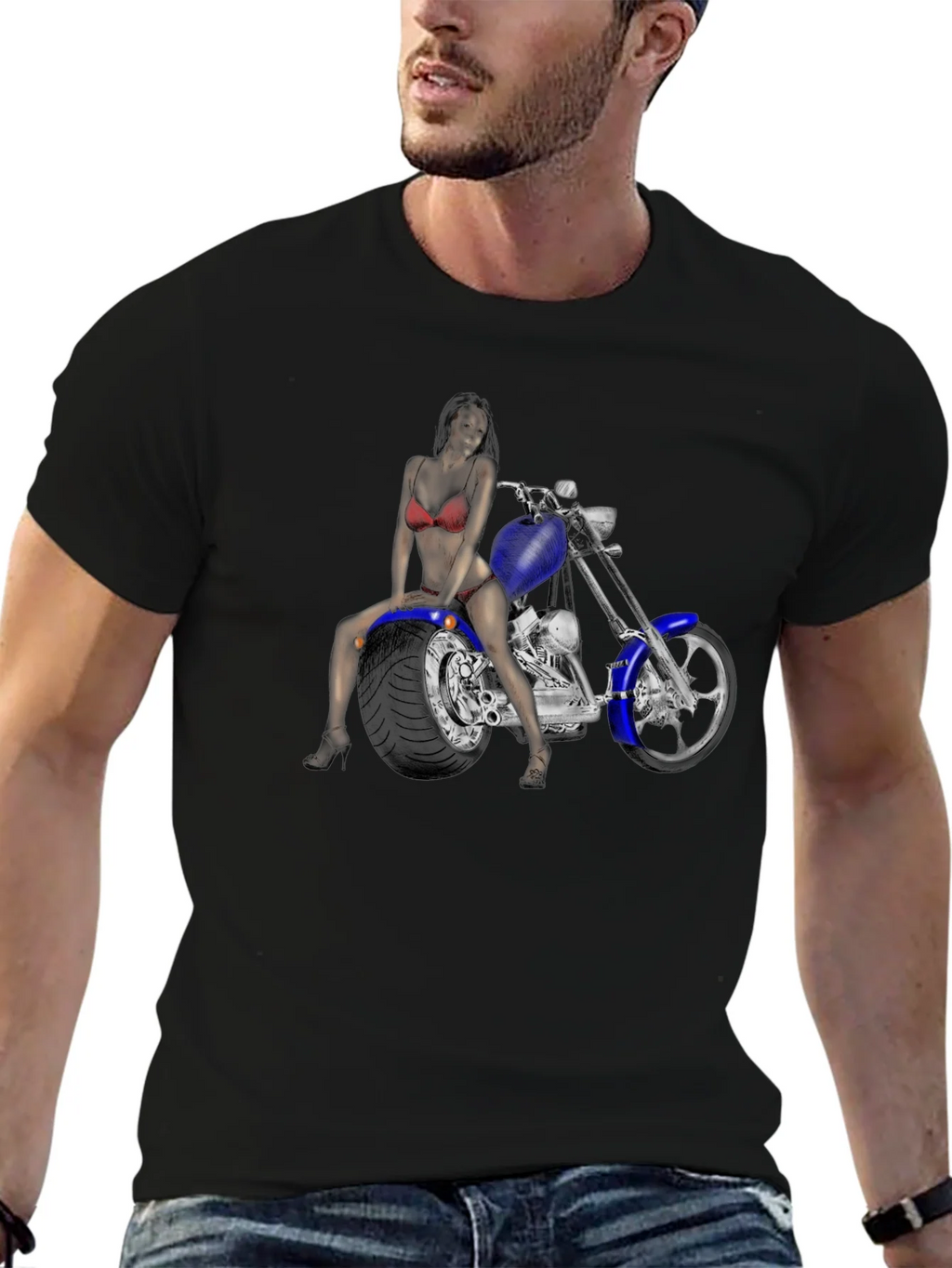 Motorcycle Rider Graphic T-Shirt - Black
