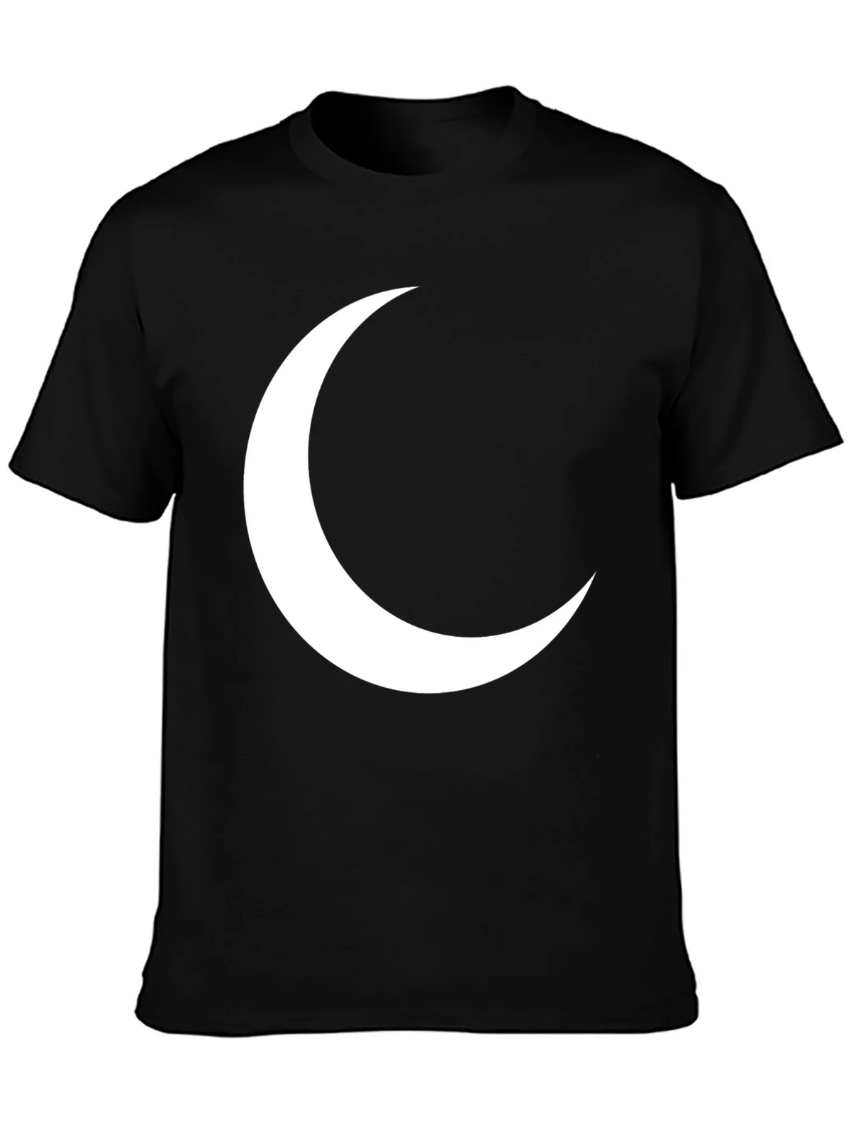 Crescent Moon Graphic Tee - Black Cotton T-Shirt