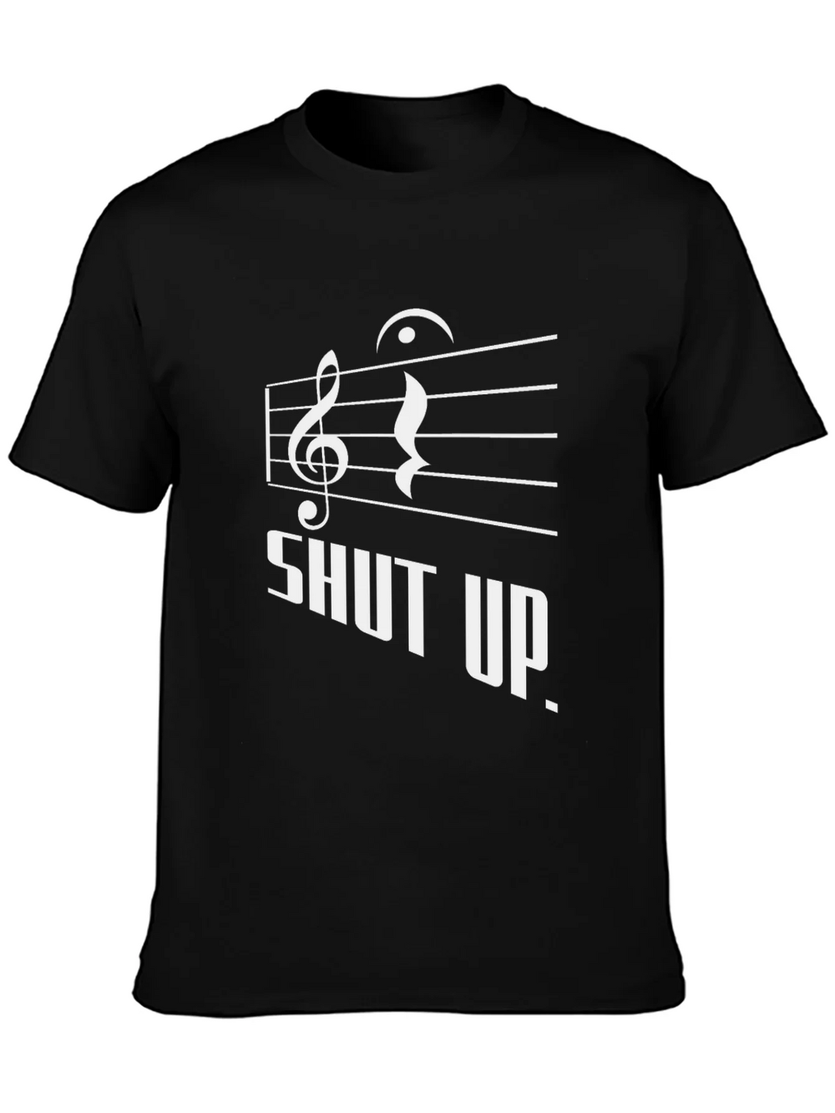 Shut Up Music Notes Graphic Black T-Shirt