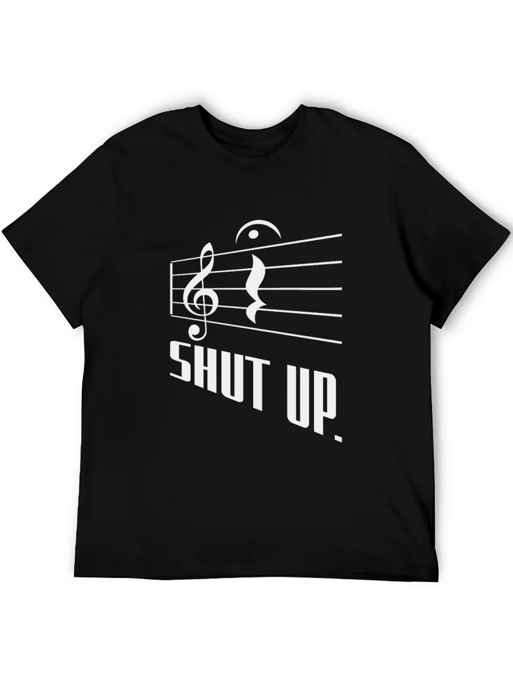 Shut Up Music Notes Graphic Black T-Shirt