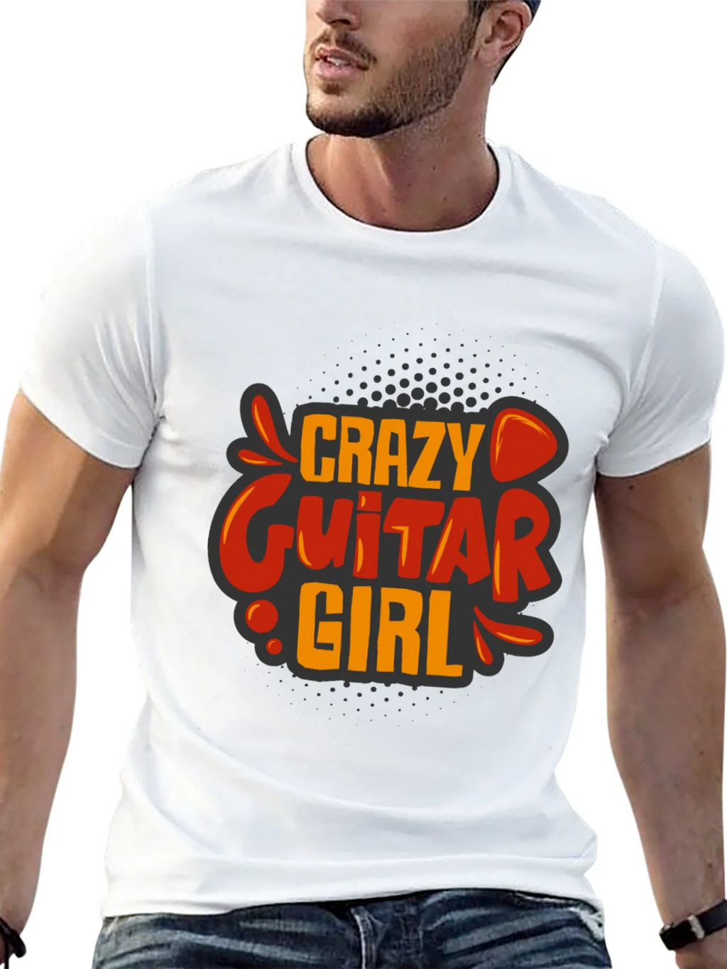 Crazy Guitar Girl Graphic Tee - Rock On!