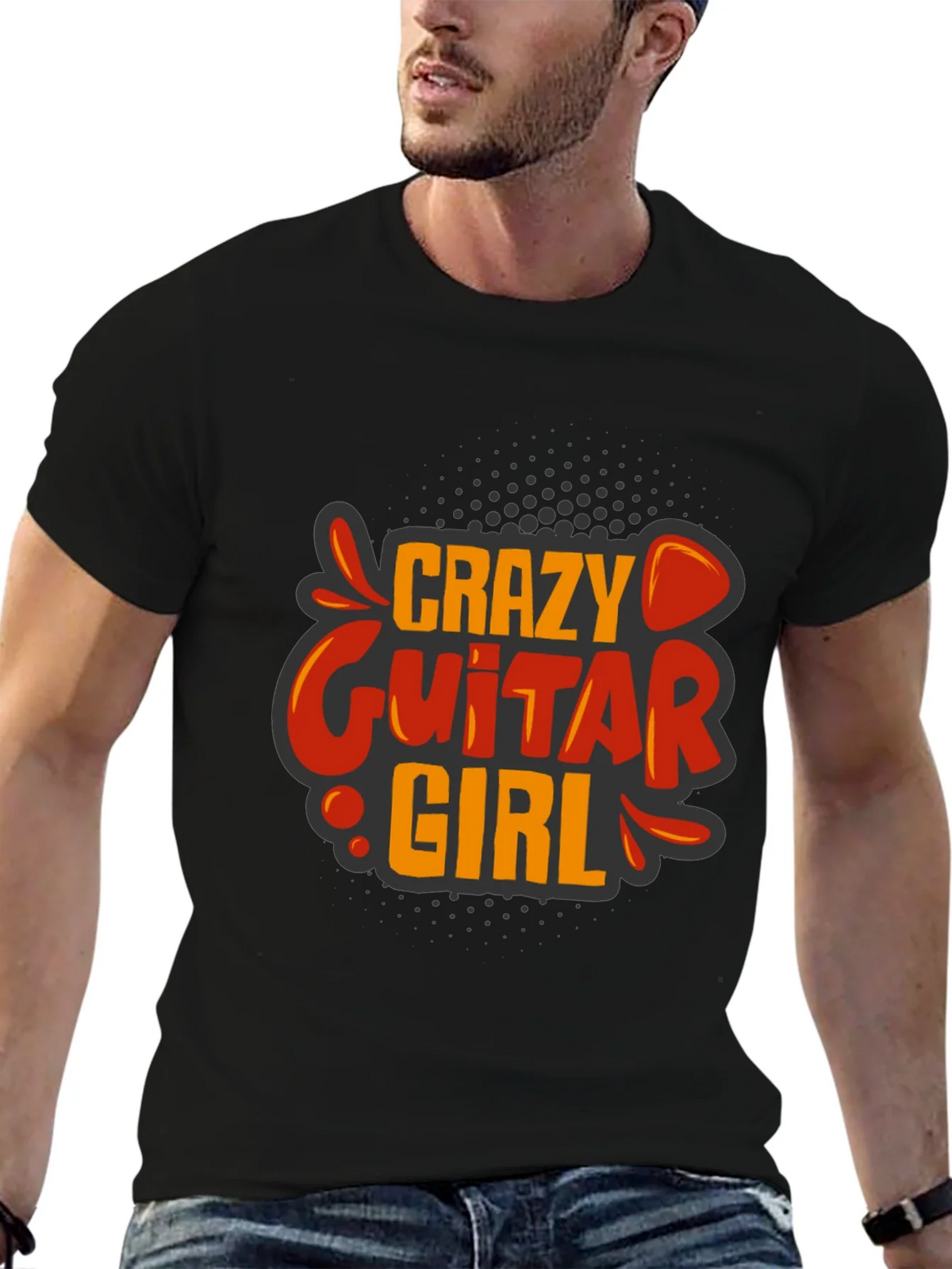 Crazy Guitar Girl Graphic Tee - Rock On!