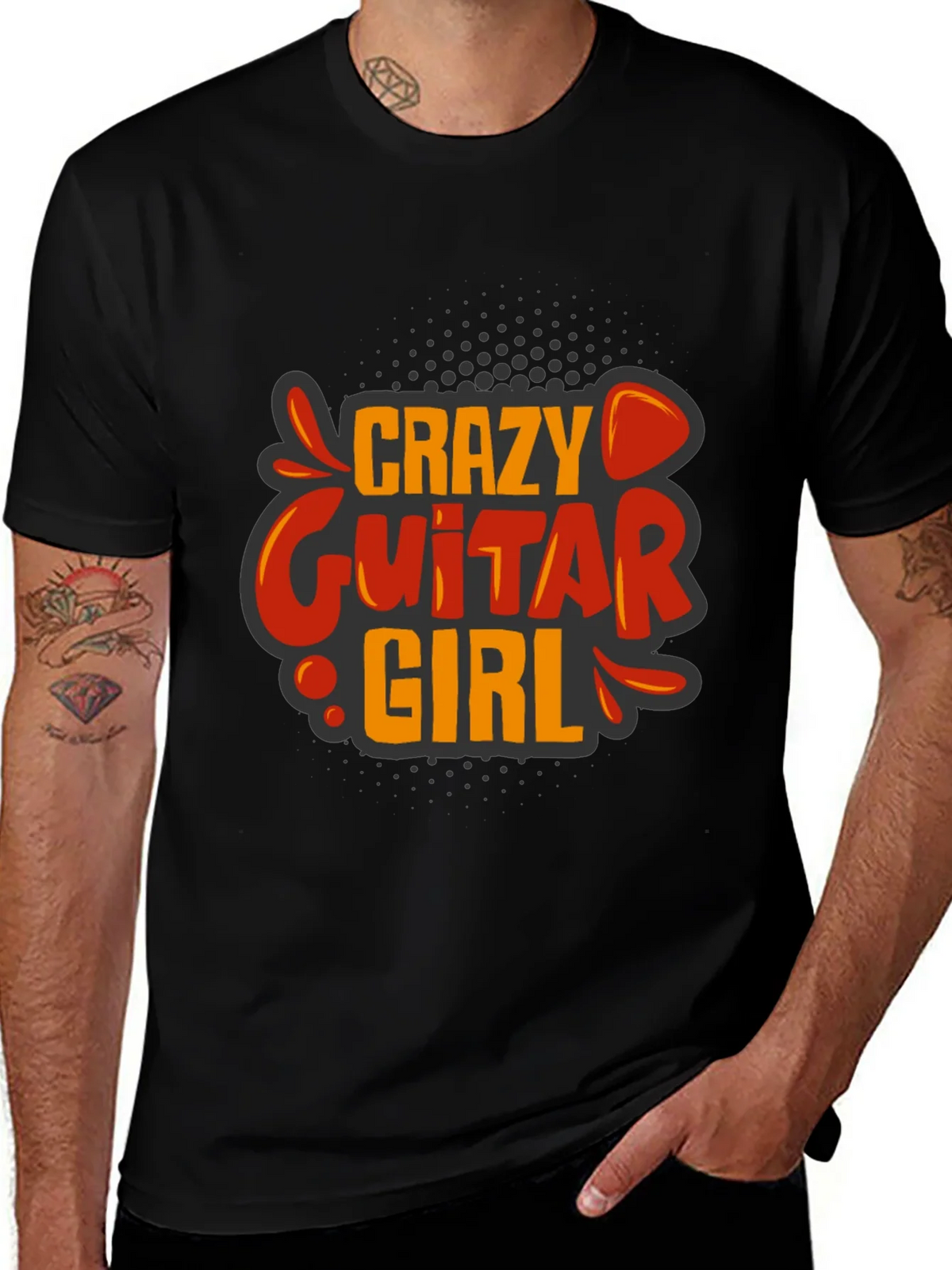 Crazy Guitar Girl Graphic Tee - Rock On!