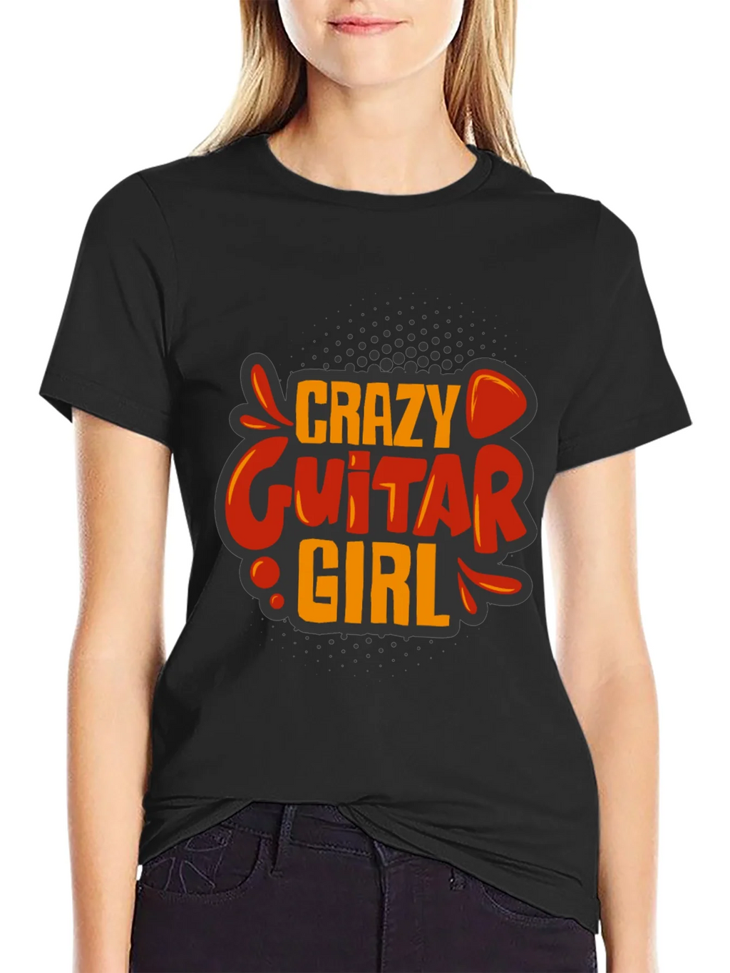 Crazy Guitar Girl Graphic Tee - Rock On!