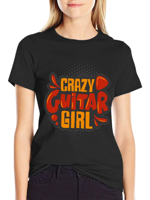 Crazy Guitar Girl Graphic Tee - Rock On!