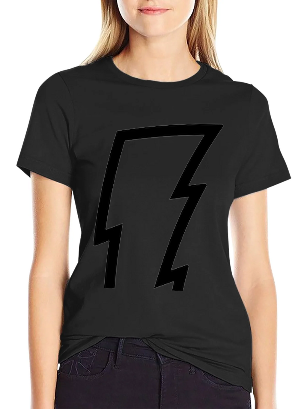 Black T-Shirt with Lightning Bolt Design