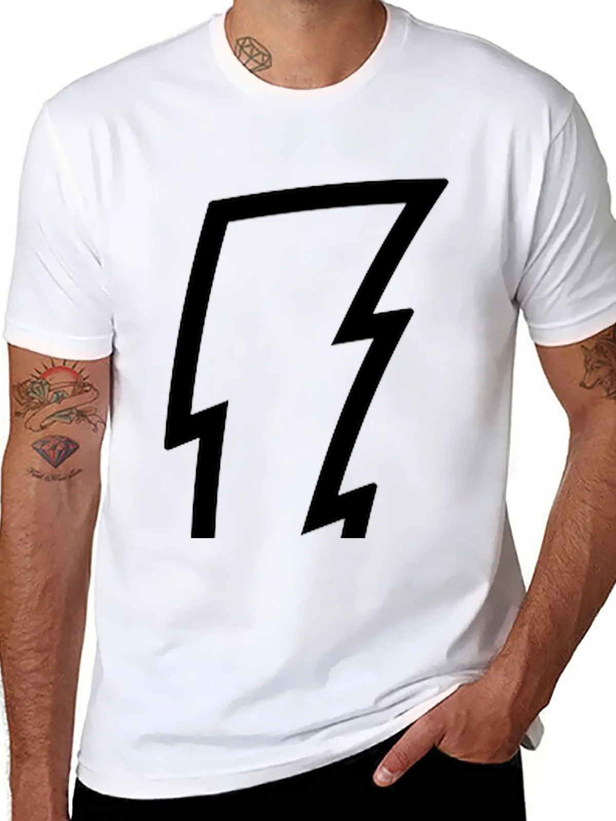 Black T-Shirt with Lightning Bolt Design