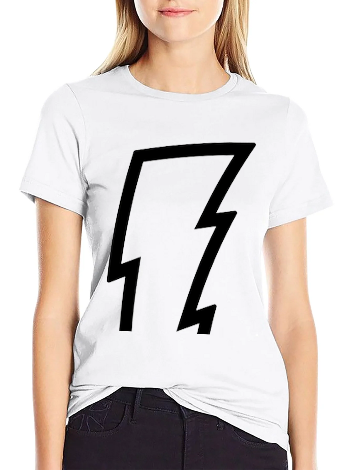 Black T-Shirt with Lightning Bolt Design
