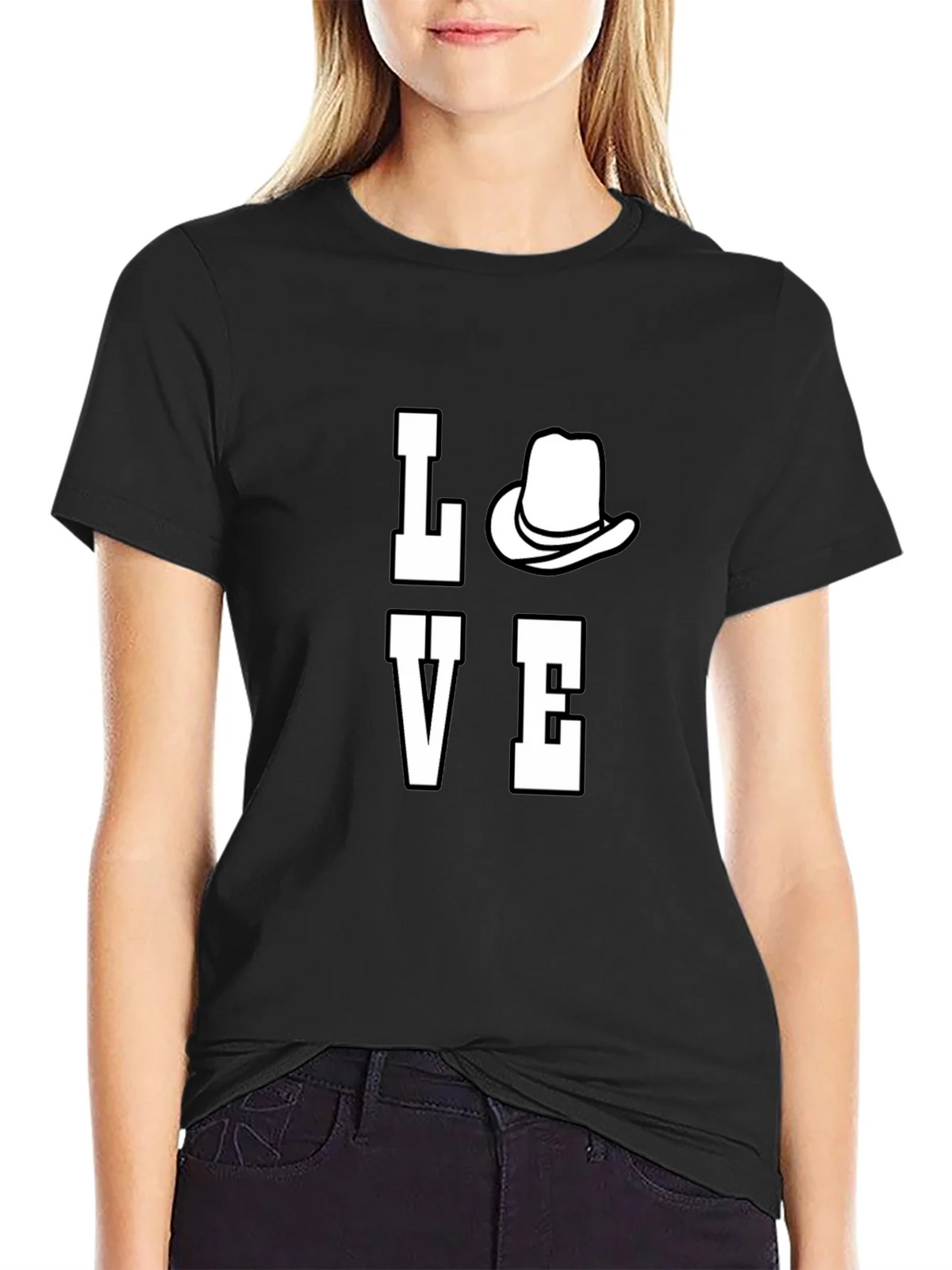 Love Cowboy Hat Graphic Print Mens T-Shirt