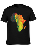 Africa Map T-Shirt - Mens Black Graphic Tee