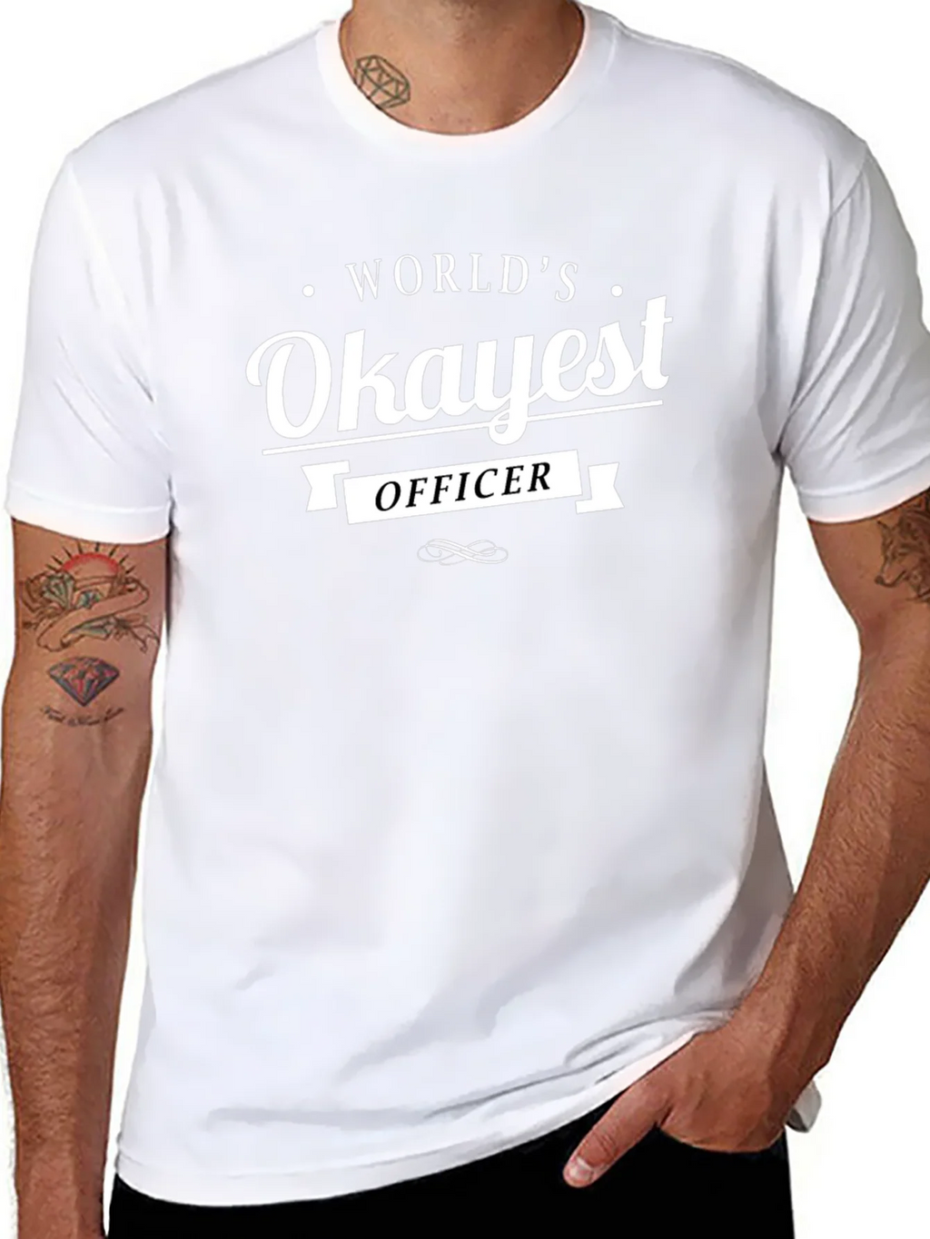 Worlds Okayest Officer T-Shirt - Funny Graphic Tee