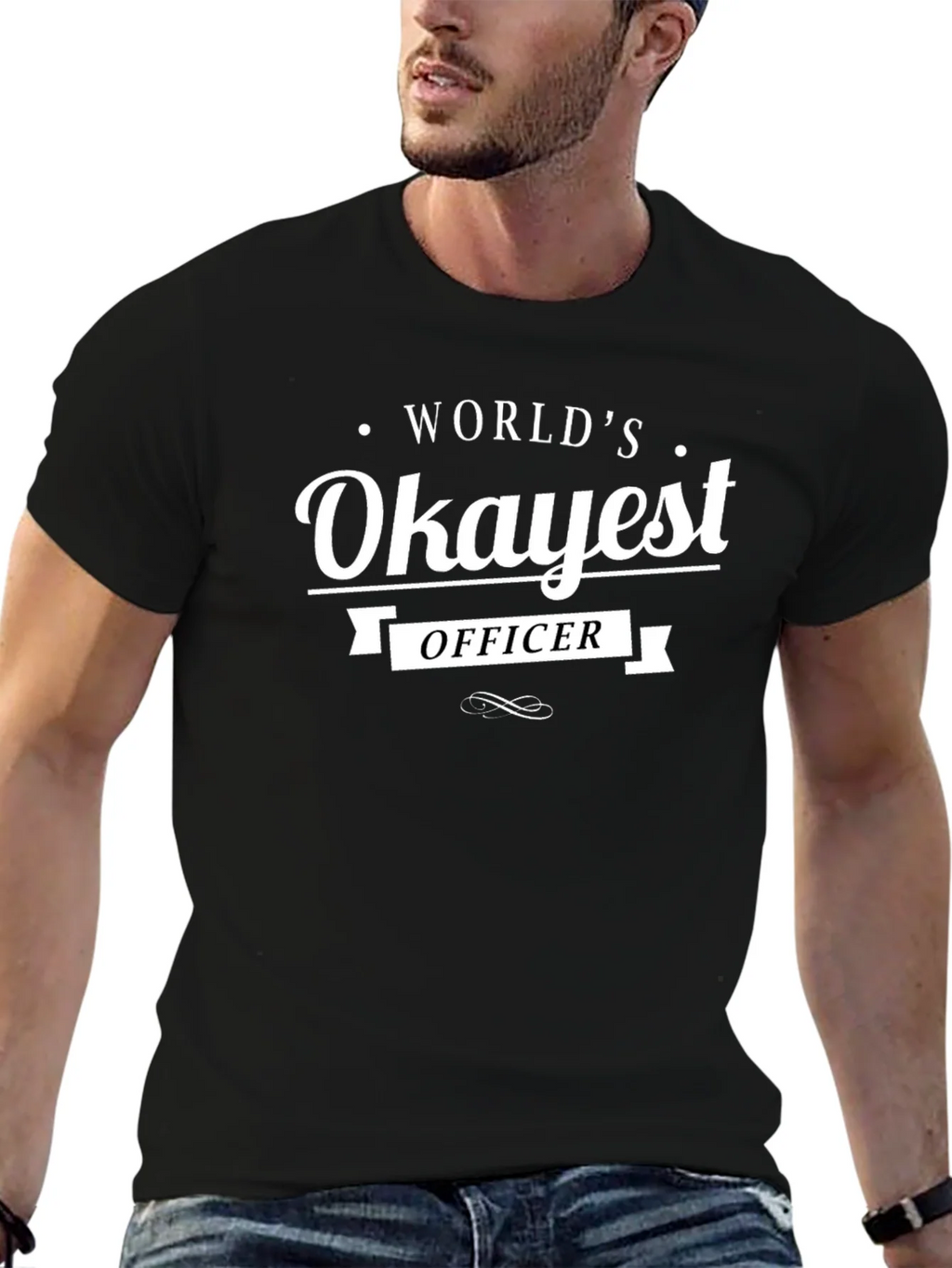 Worlds Okayest Officer T-Shirt - Funny Graphic Tee