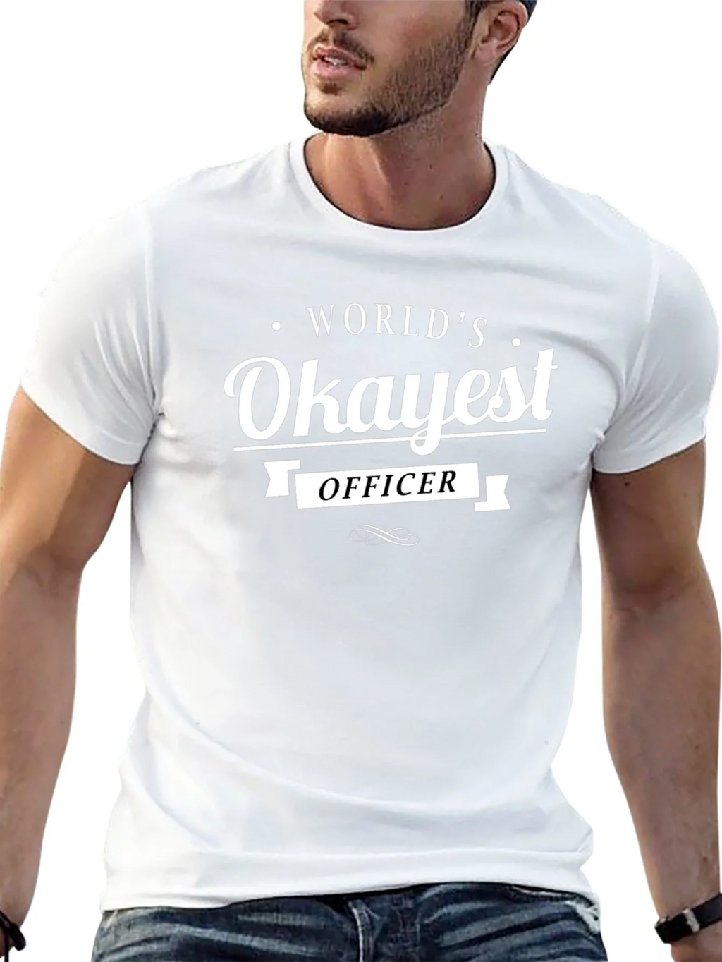 Worlds Okayest Officer T-Shirt - Funny Graphic Tee