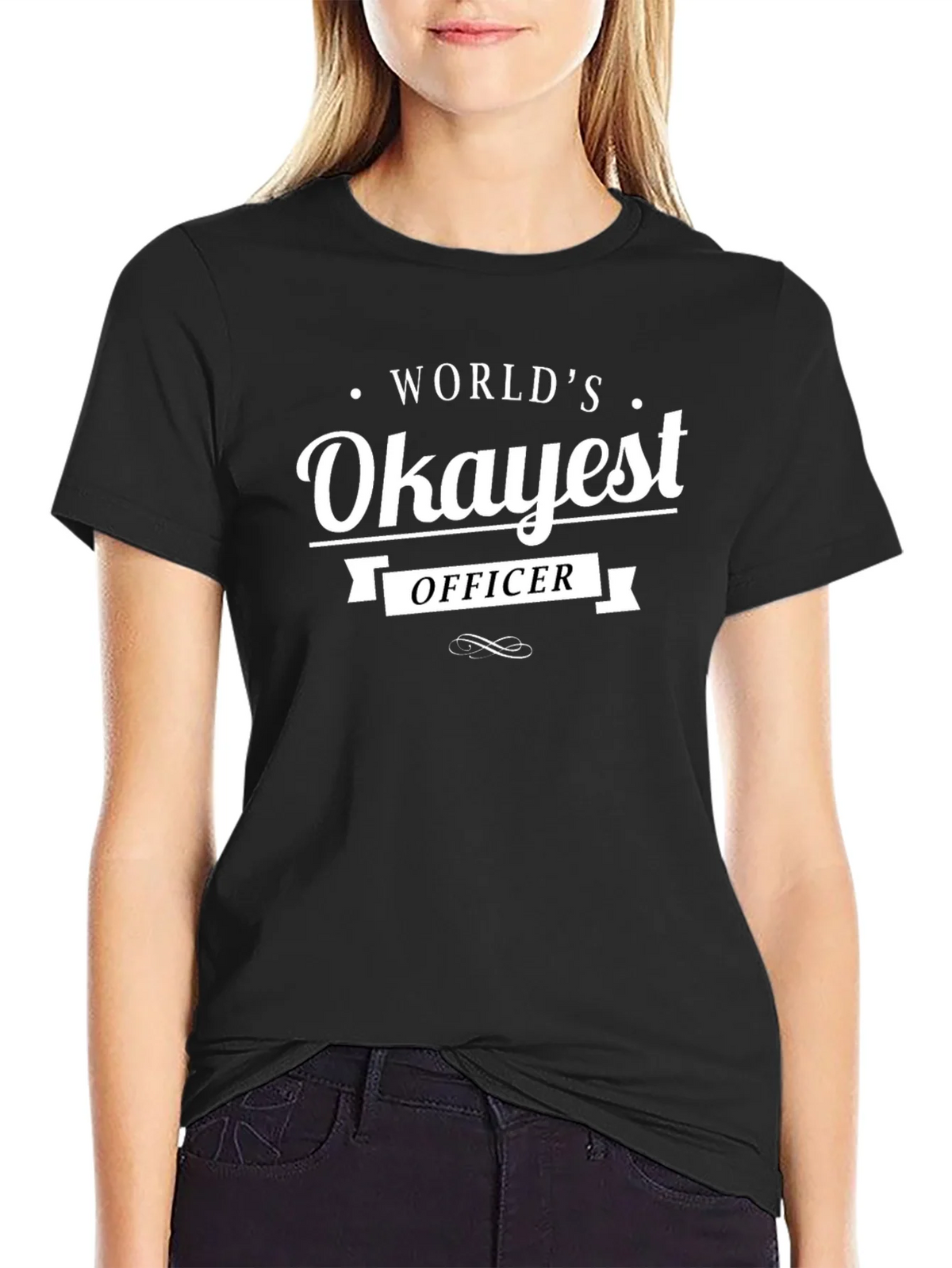 Worlds Okayest Officer T-Shirt - Funny Graphic Tee
