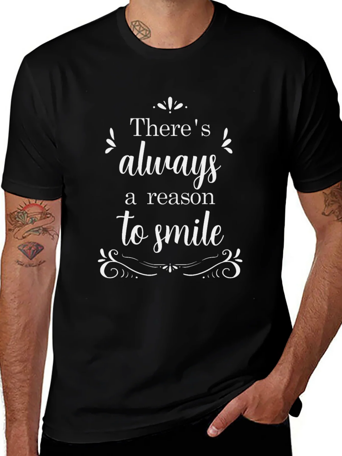 Always A Reason To Smile Black Graphic T-Shirt