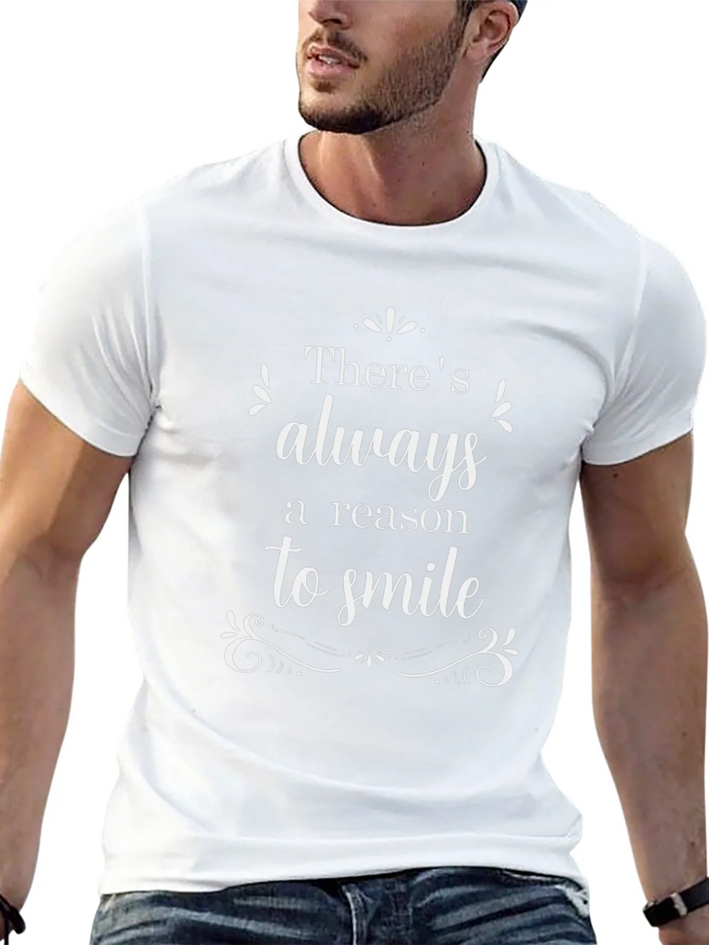 Always A Reason To Smile Black Graphic T-Shirt