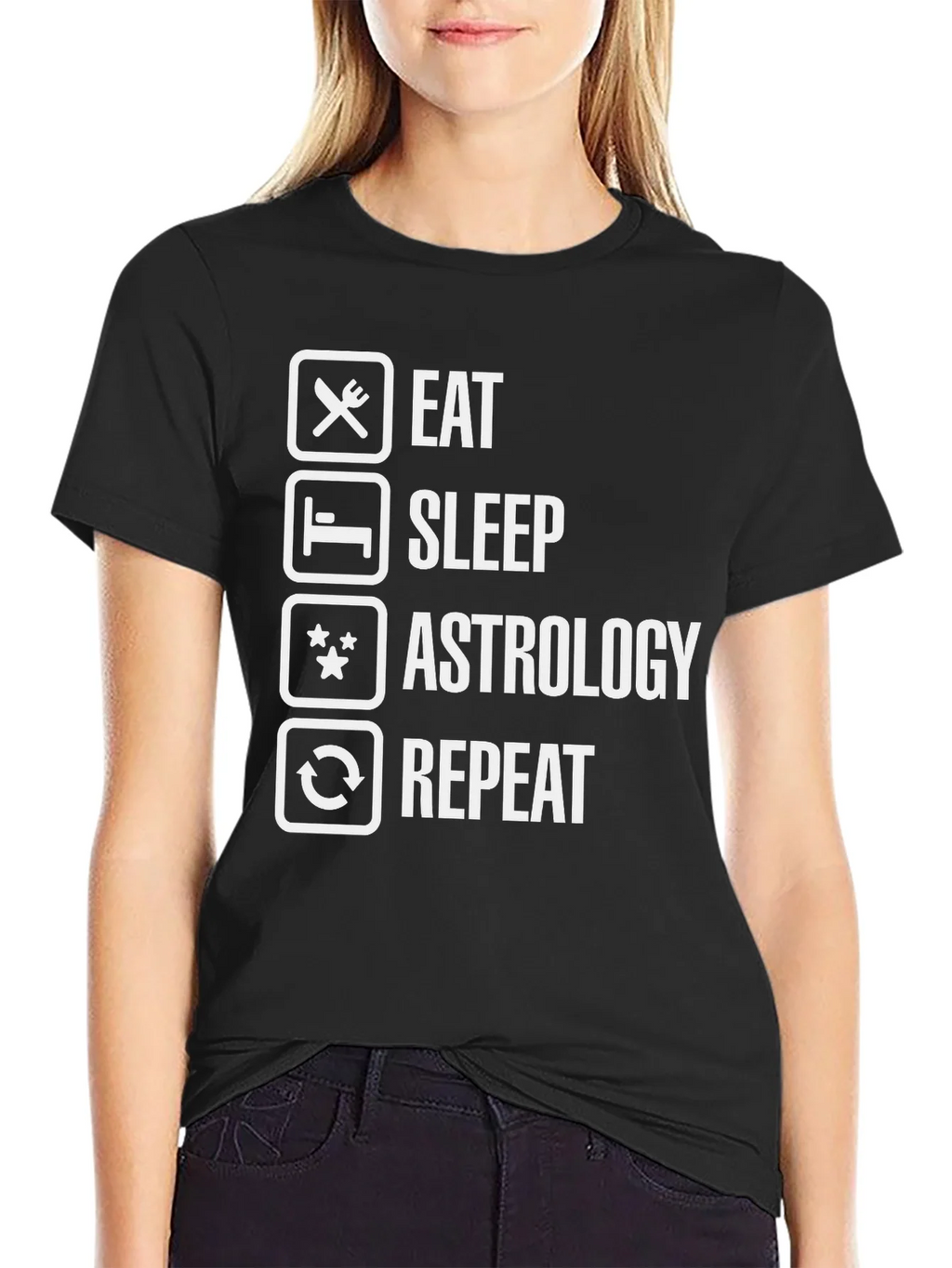 Eat Sleep Astrology Repeat Funny Graphic Tee