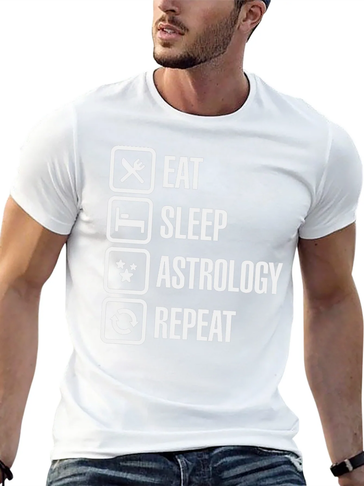 Eat Sleep Astrology Repeat Funny Graphic Tee