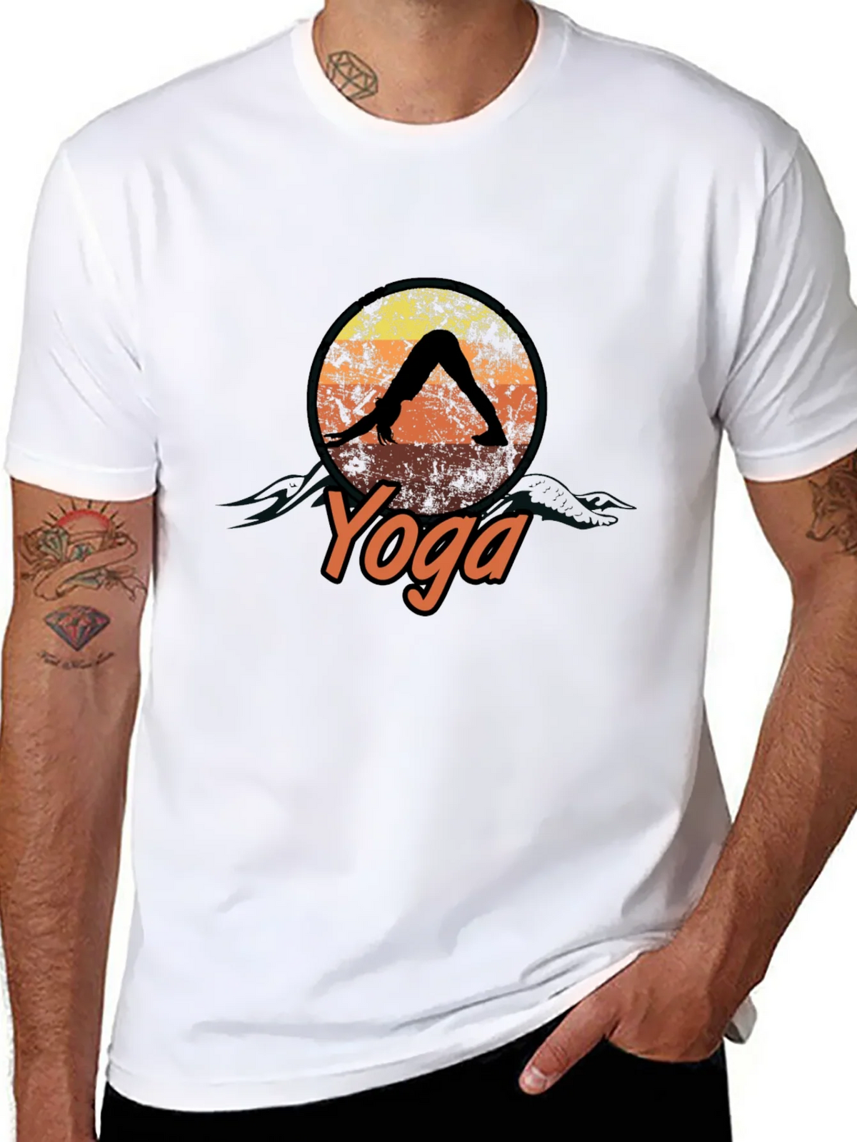 Yoga Pose Graphic T-Shirt - Relaxed Fit Black