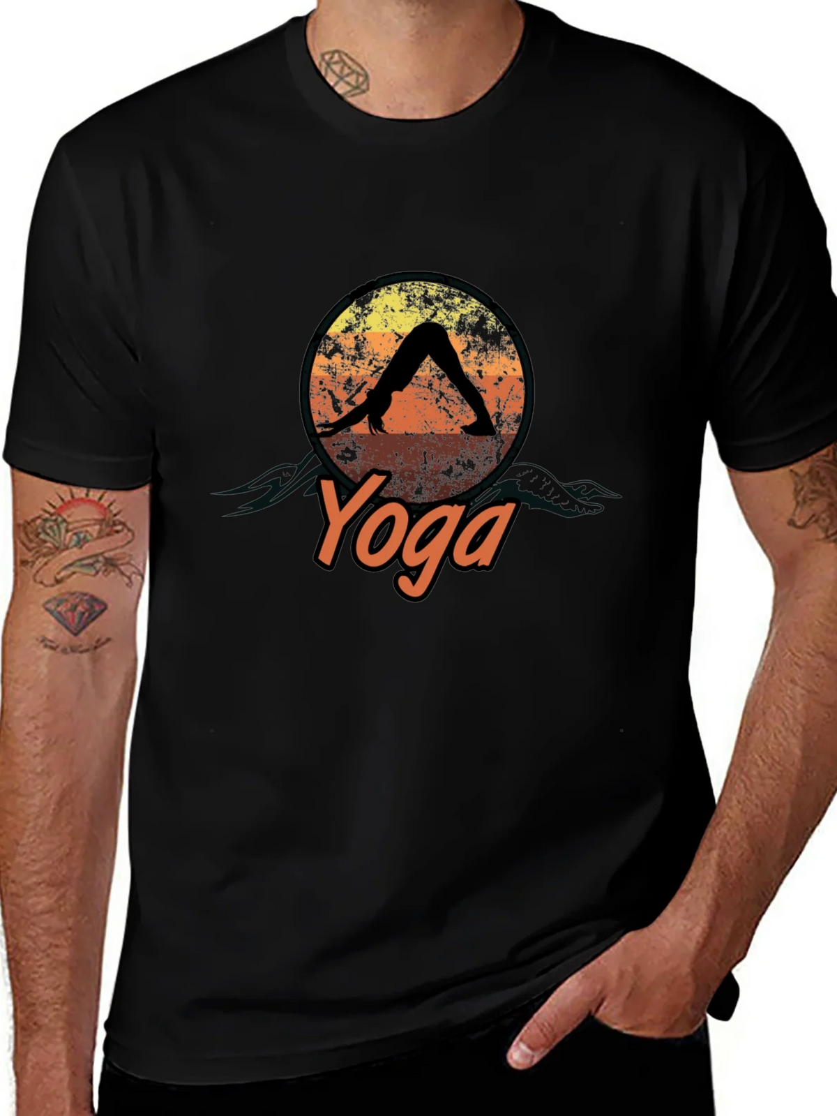 Yoga Pose Graphic T-Shirt - Relaxed Fit Black