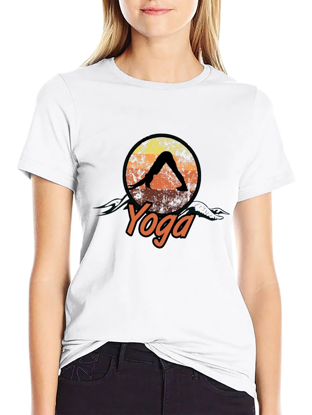 Yoga Pose Graphic T-Shirt - Relaxed Fit Black