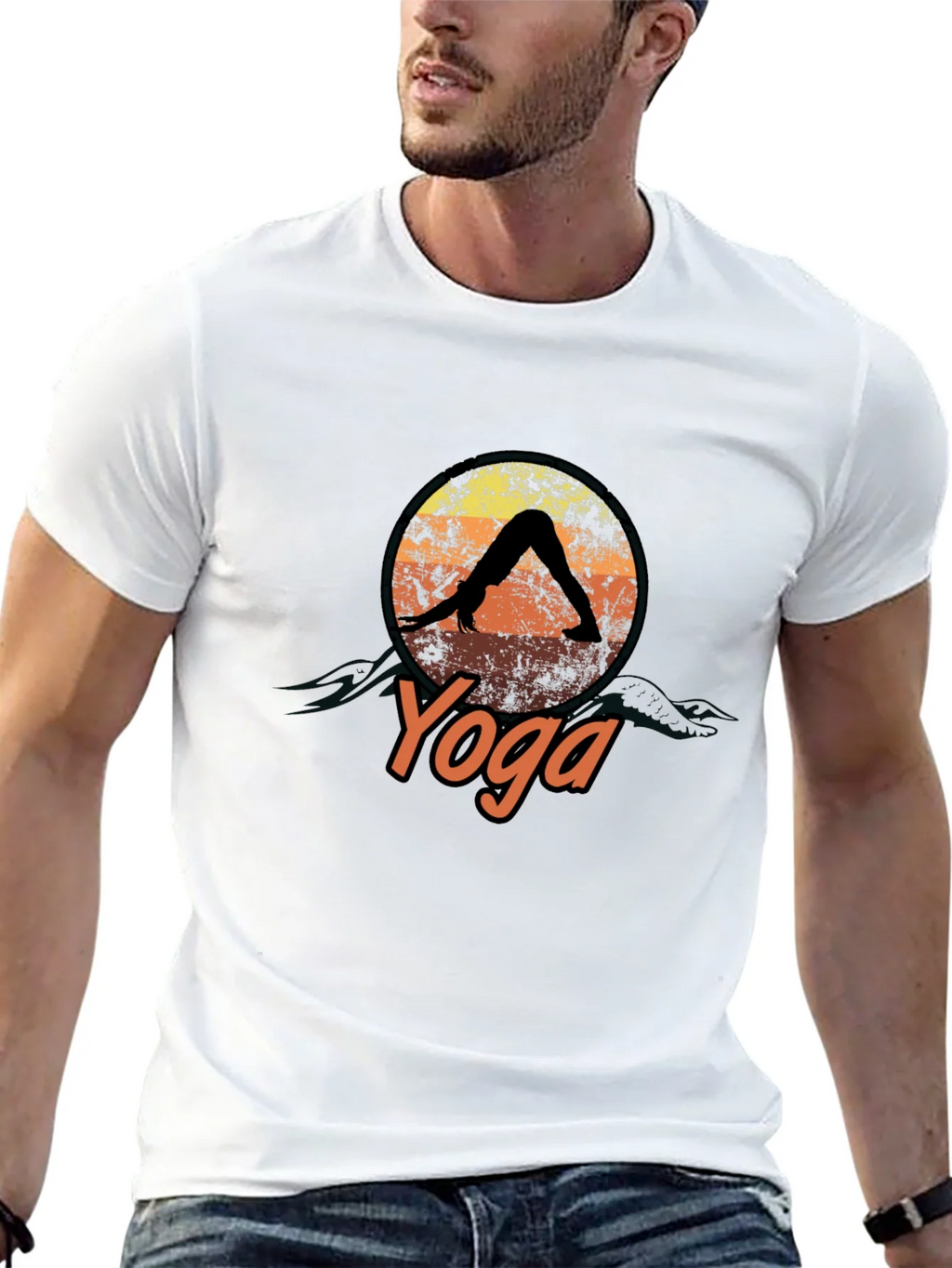 Yoga Pose Graphic T-Shirt - Relaxed Fit Black