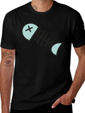 Cartoon Fish Skeleton Graphic Tee - Black