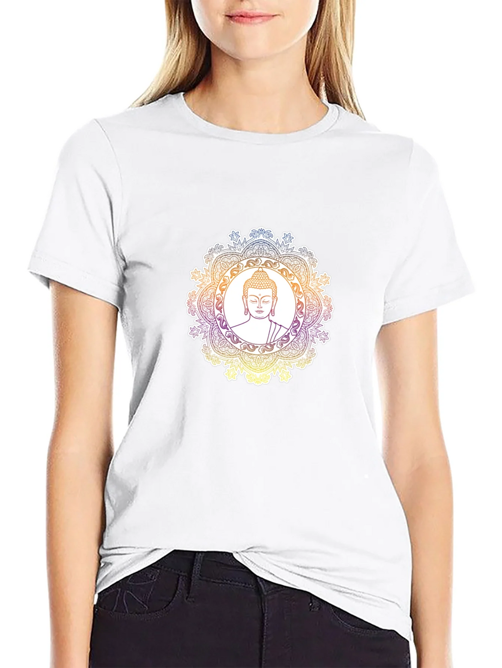 Buddha Mandala Graphic T-Shirt - Black