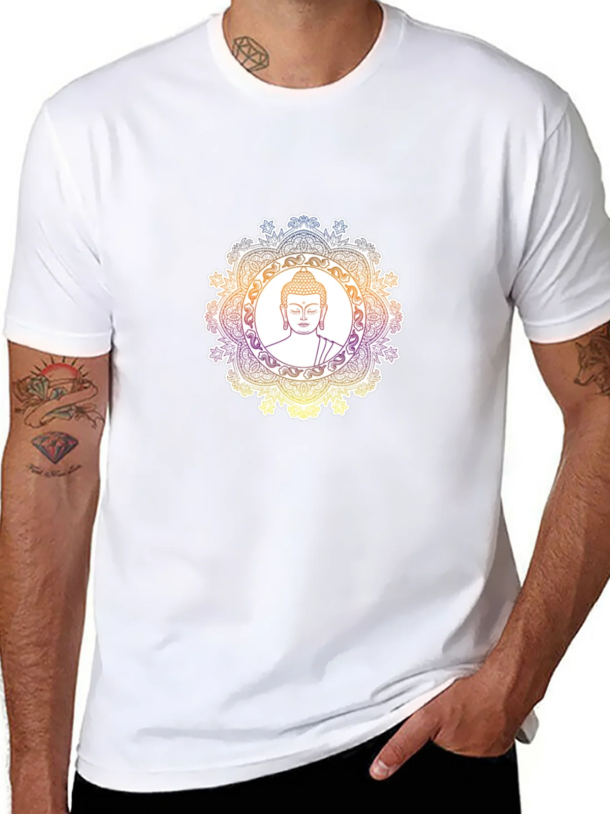 Buddha Mandala Graphic T-Shirt - Black