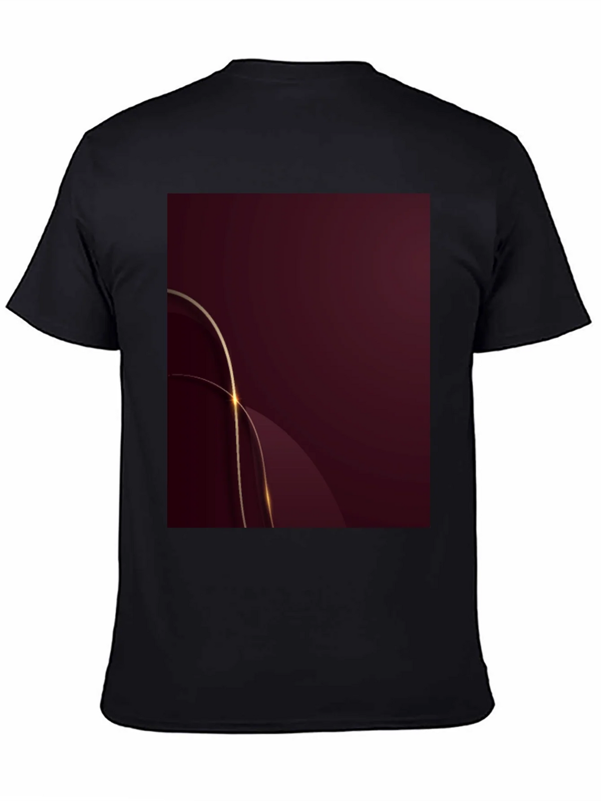 Stylish Black Tee with Abstract Burgundy & Gold Design