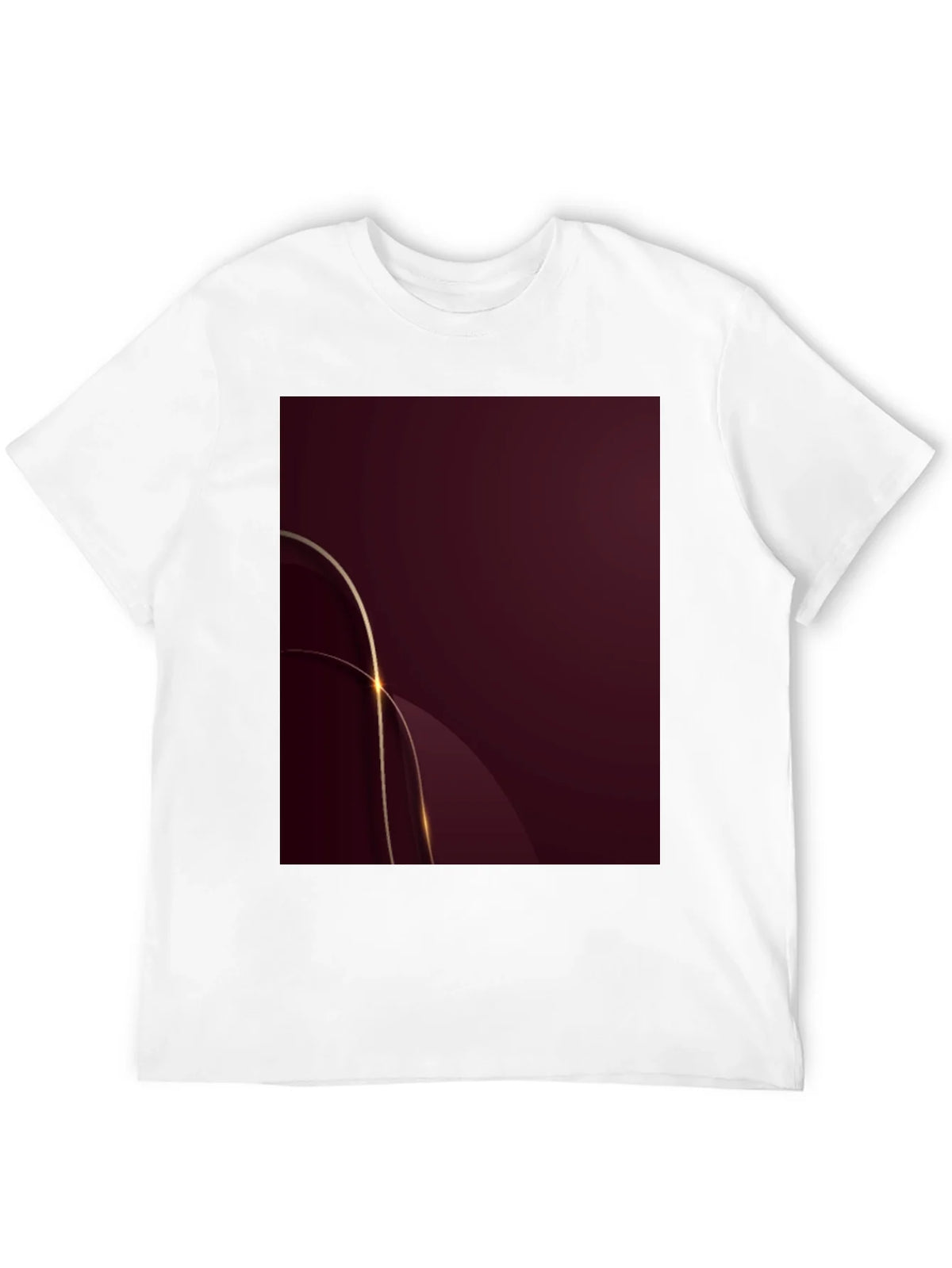 Stylish Black Tee with Abstract Burgundy & Gold Design