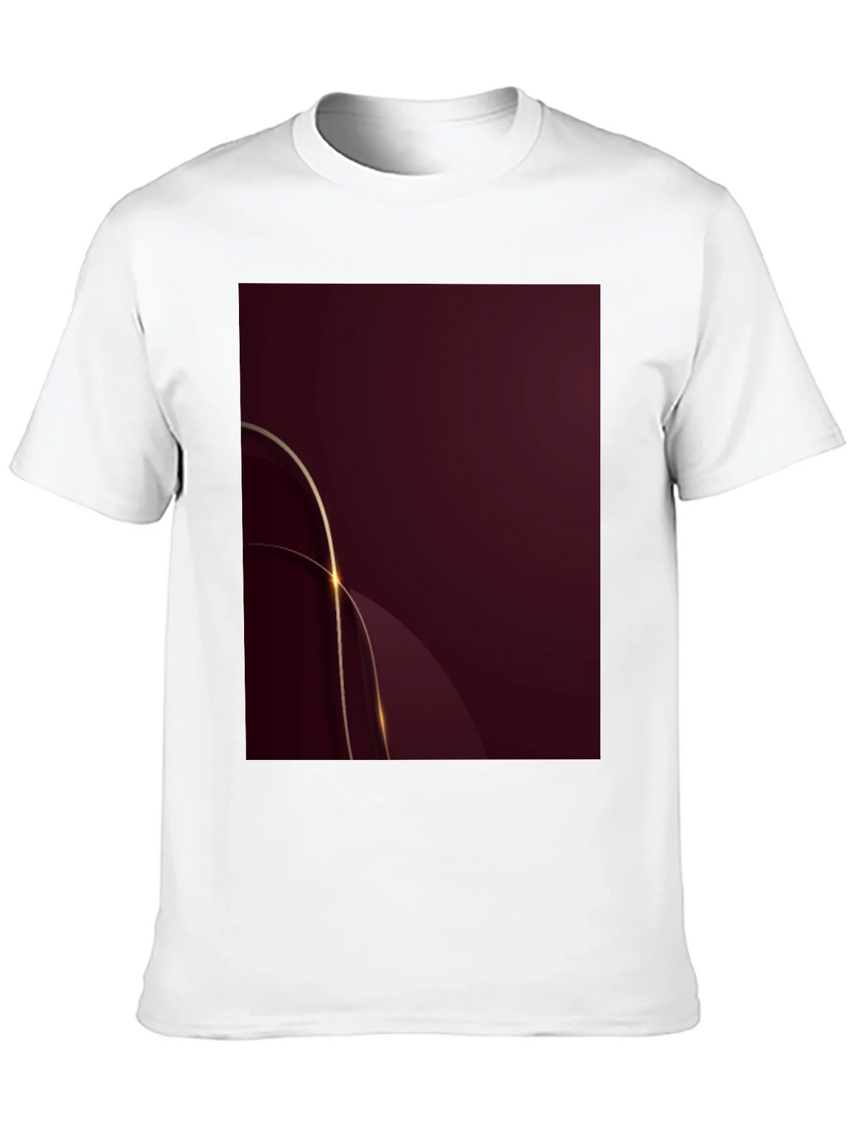 Stylish Black Tee with Abstract Burgundy & Gold Design