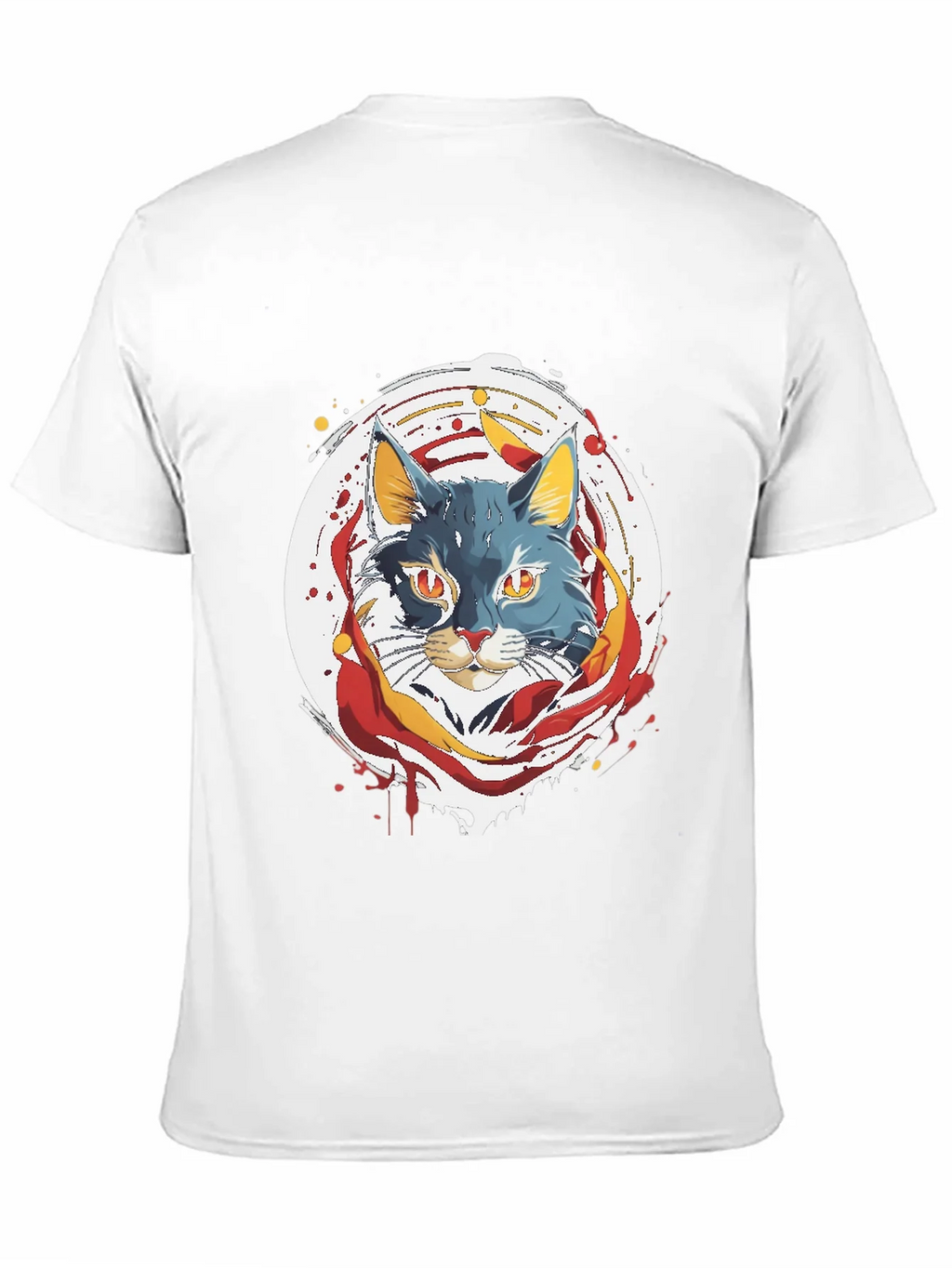 Artistic Cat Graphic Tee - Black